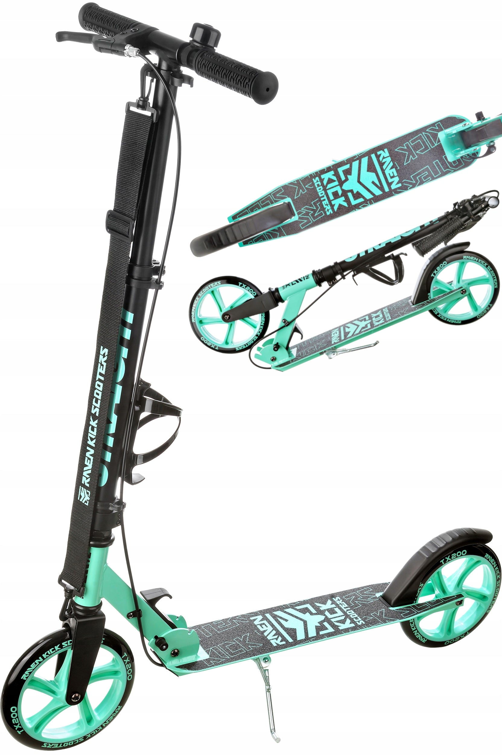 Scooter LARGE RAVEN Straight Mint 200mm brake bell water bottle holder