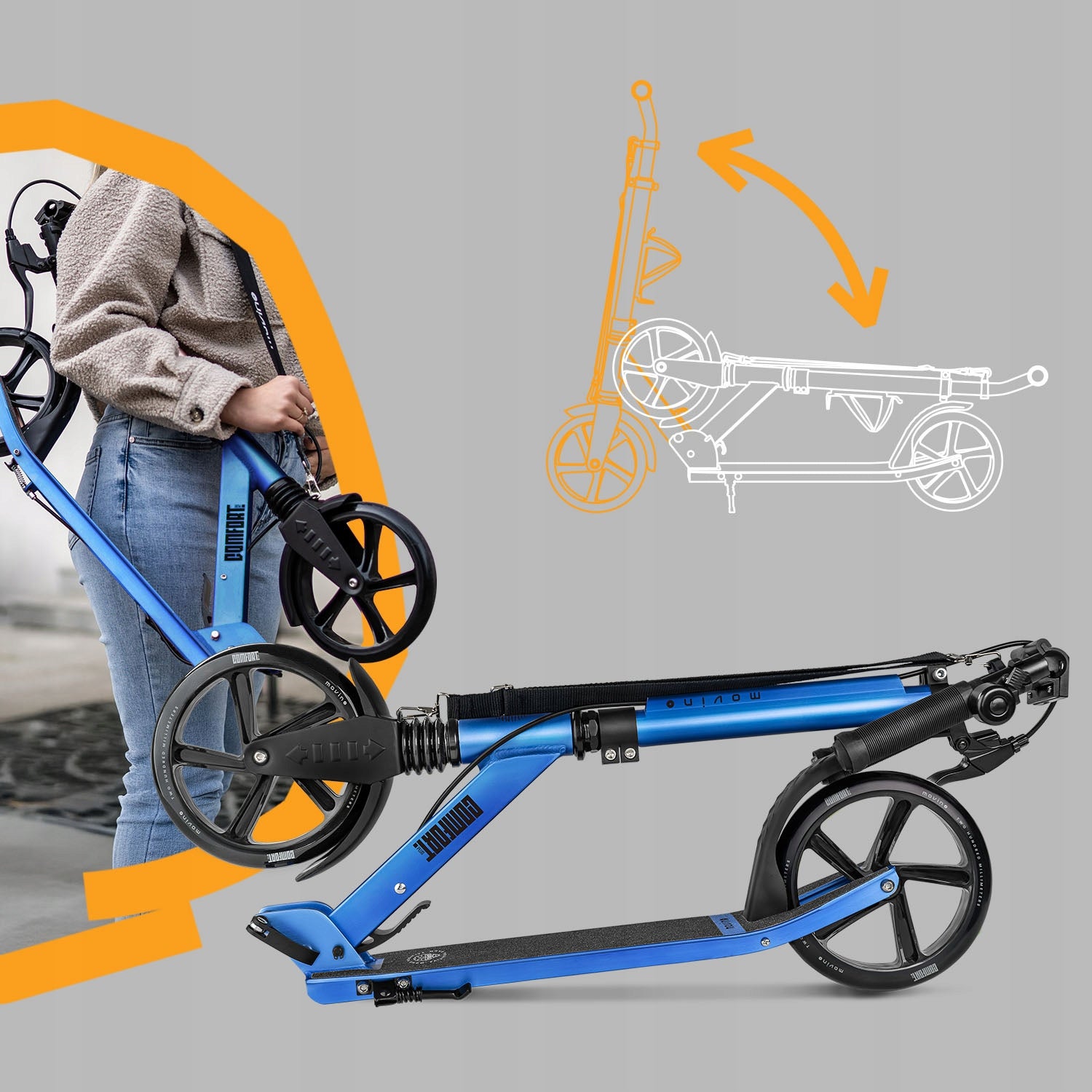 Scooter MOVINO COMFORT+ folding hand brake shock absorber only 4,3 kg Brake yes