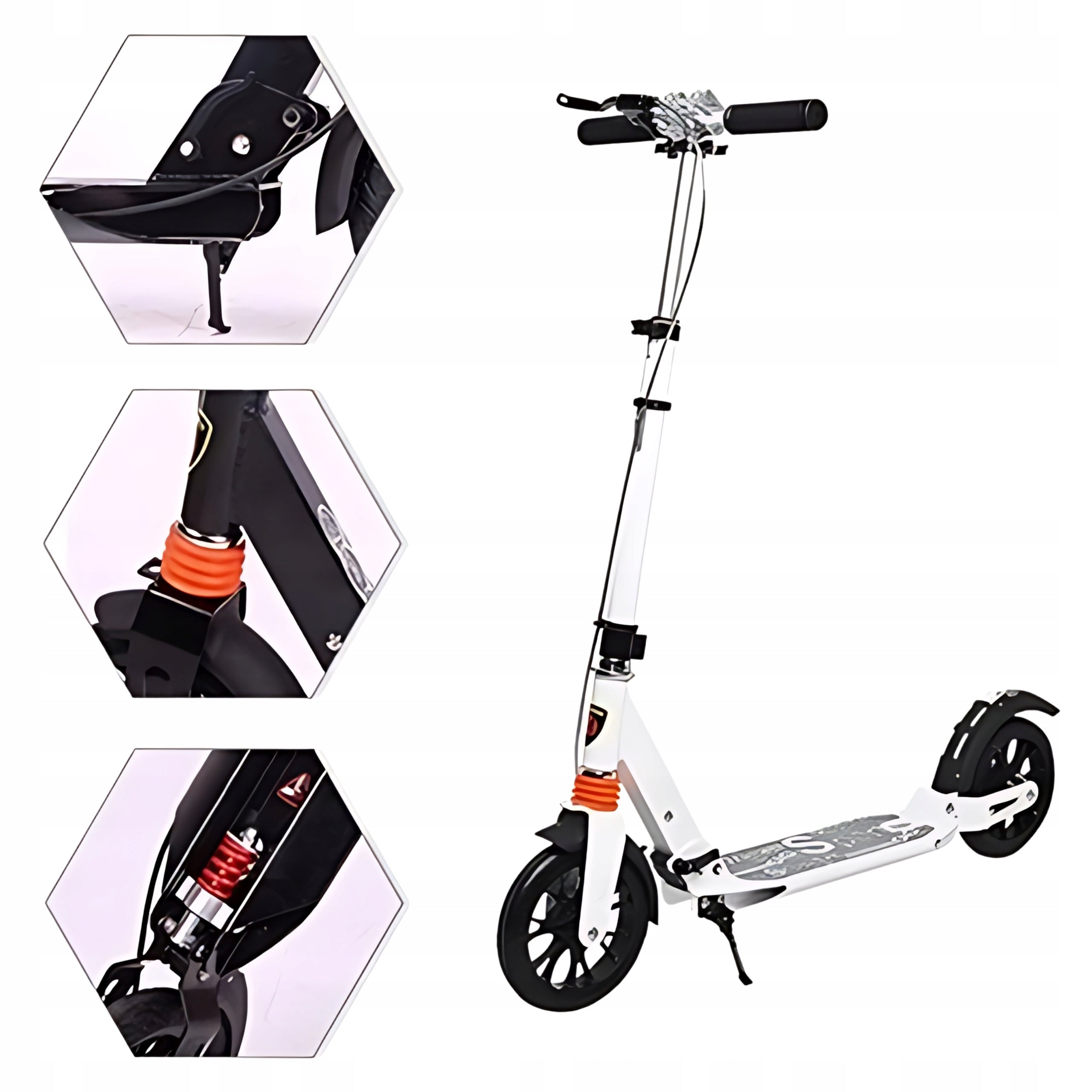 Scooter Urban Scooter White/Black 2 Wheels Disc Brake Folding Brand Scooter