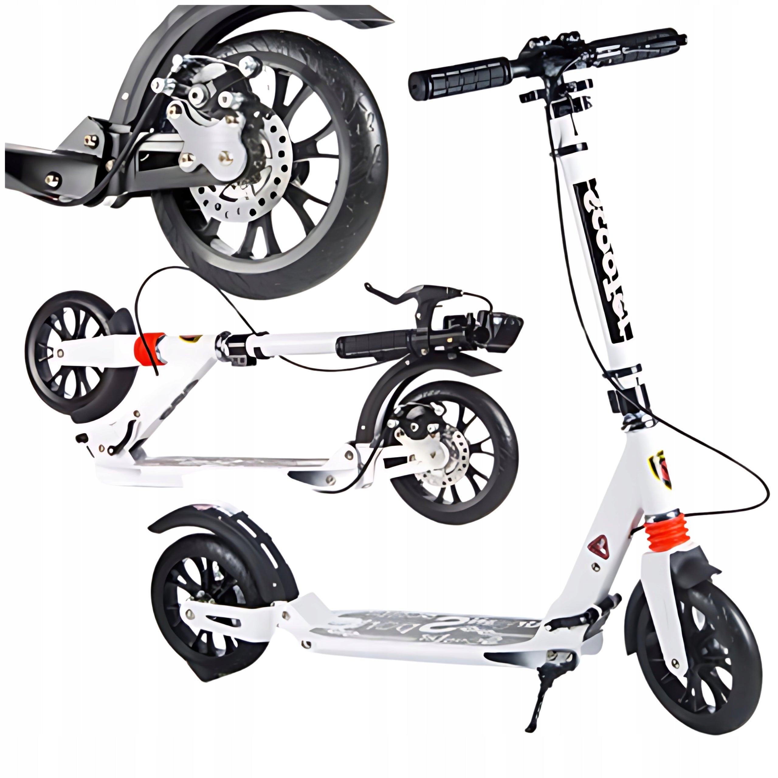 Scooter Urban Scooter White/Black 2 Wheels Disc Brake Folding