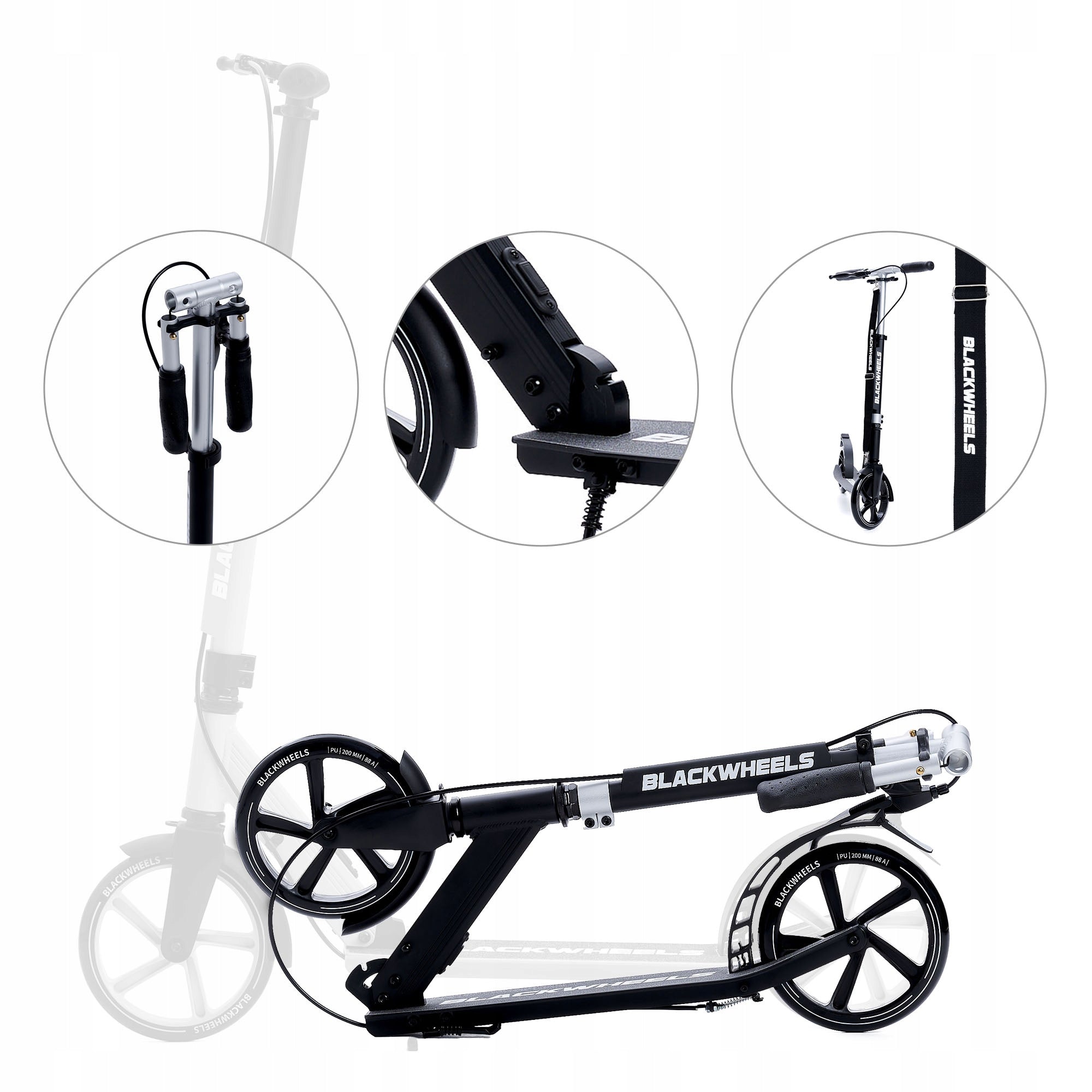 Scooter for Adults and Children Urban Folding with Brake Blackwheels Kind two-wheeled