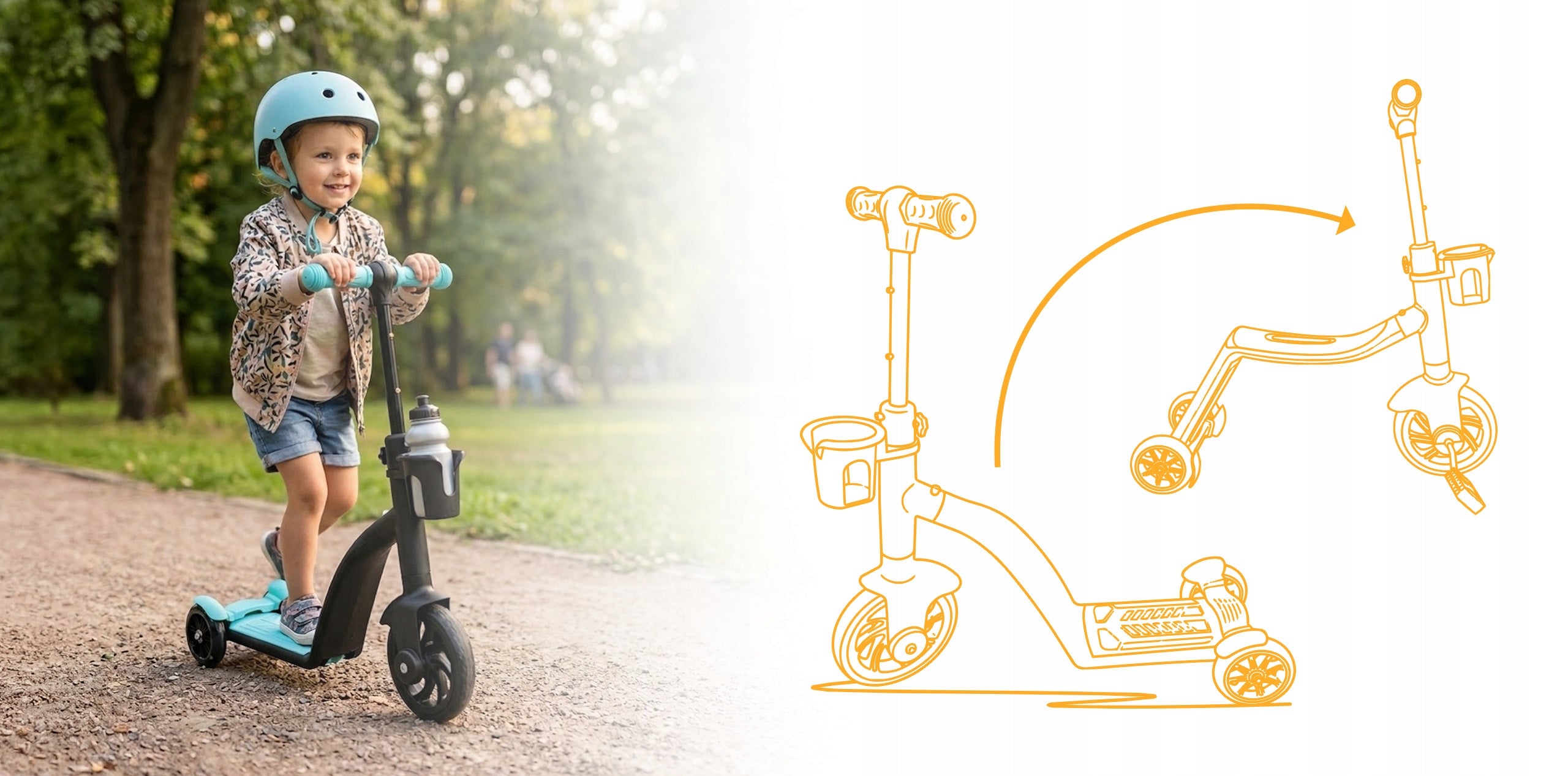 Scooter for children 3in1 tricycle balance bike PLAYIO Brake yes