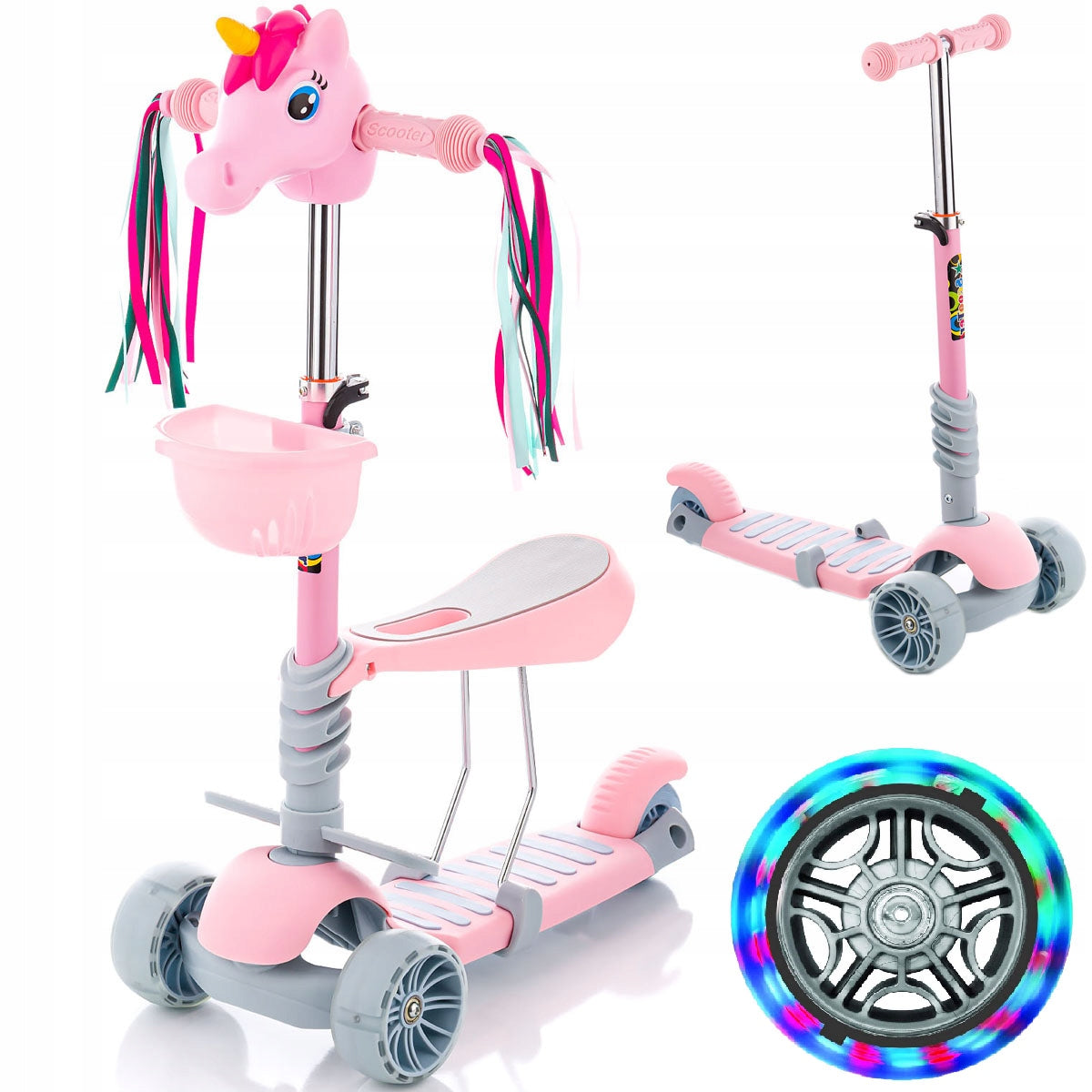 Scooter for girls Balance Tricycle Unicorn Ride-on LED wheels Packaging status original