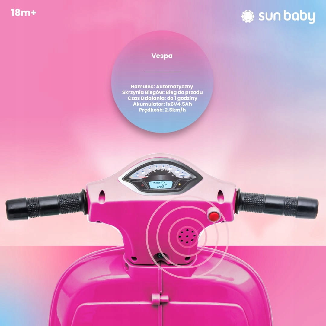 Scooter for girls Battery-operated motor Vespa fuchsia MINI Manufacturer code 5905525350928