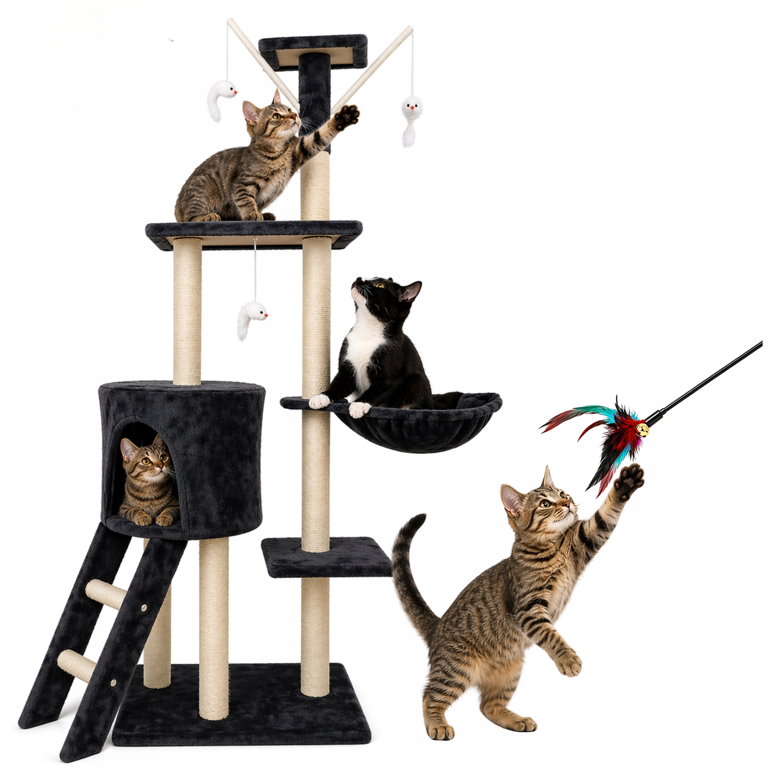 Scratcher Cat Booth Fishing Rod High Tree Bed Toy Freebie MT05 Packaging status original