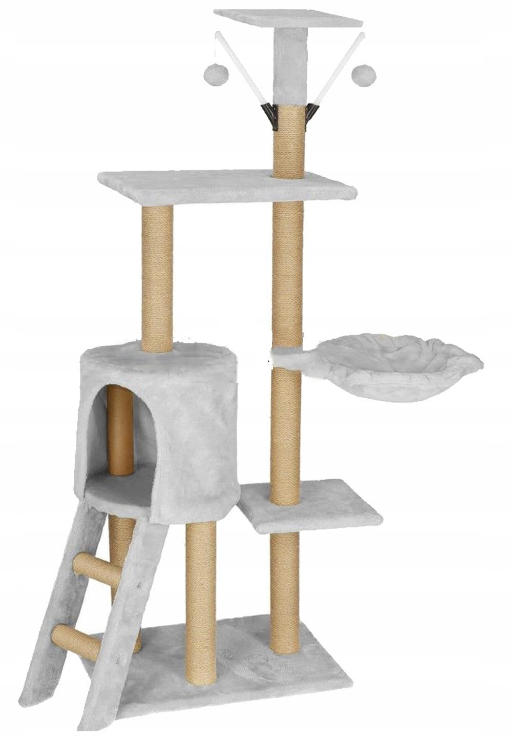 Scratcher High Bed Scratching Post Tower Cottage 8 Levels 136cm Trade name Drapak Dla Kota Wielopoziomowy Szary v1 - 136cm