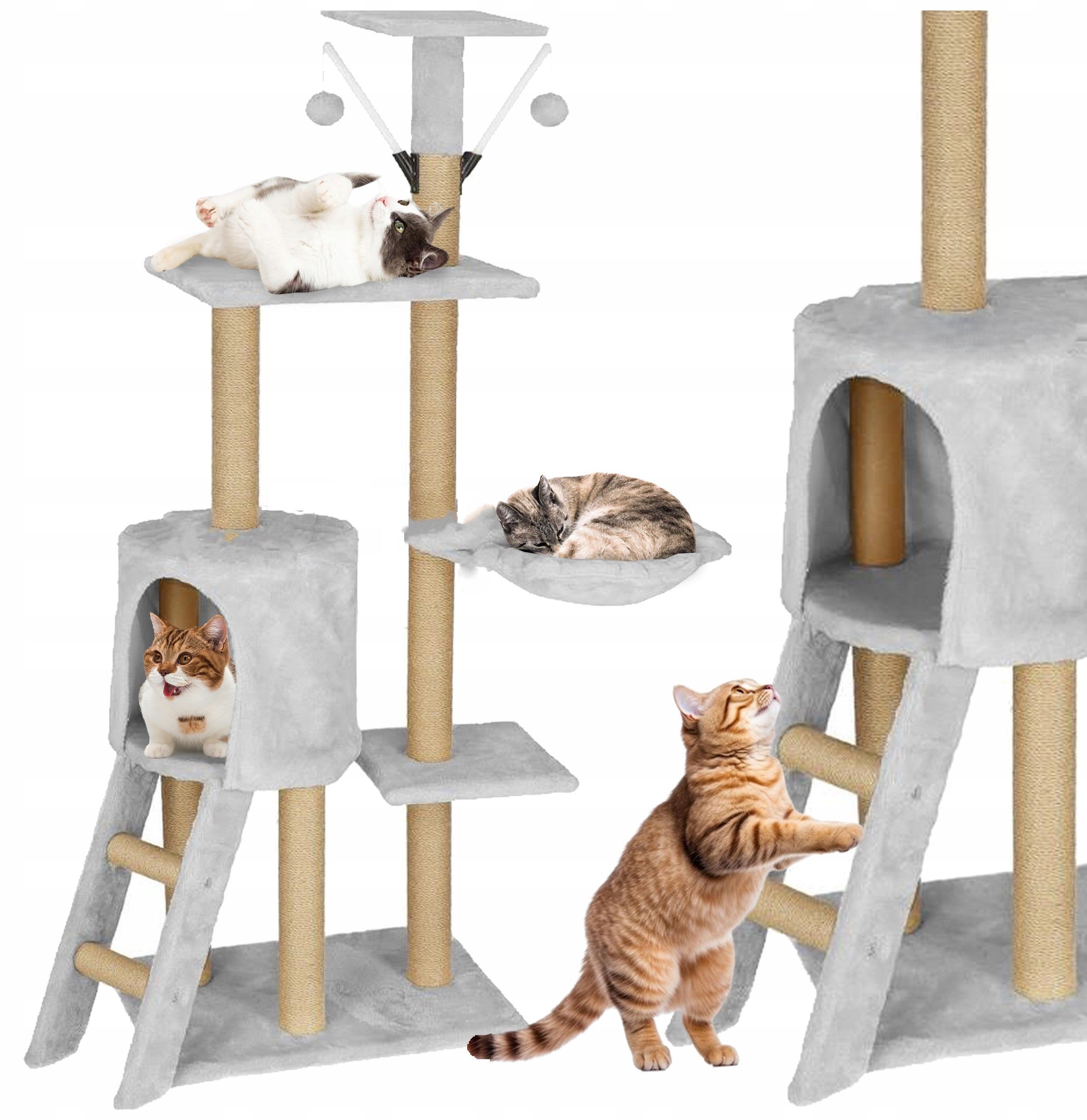 Scratcher High Bed Scratching Post Tower Cottage 8 Levels 136cm