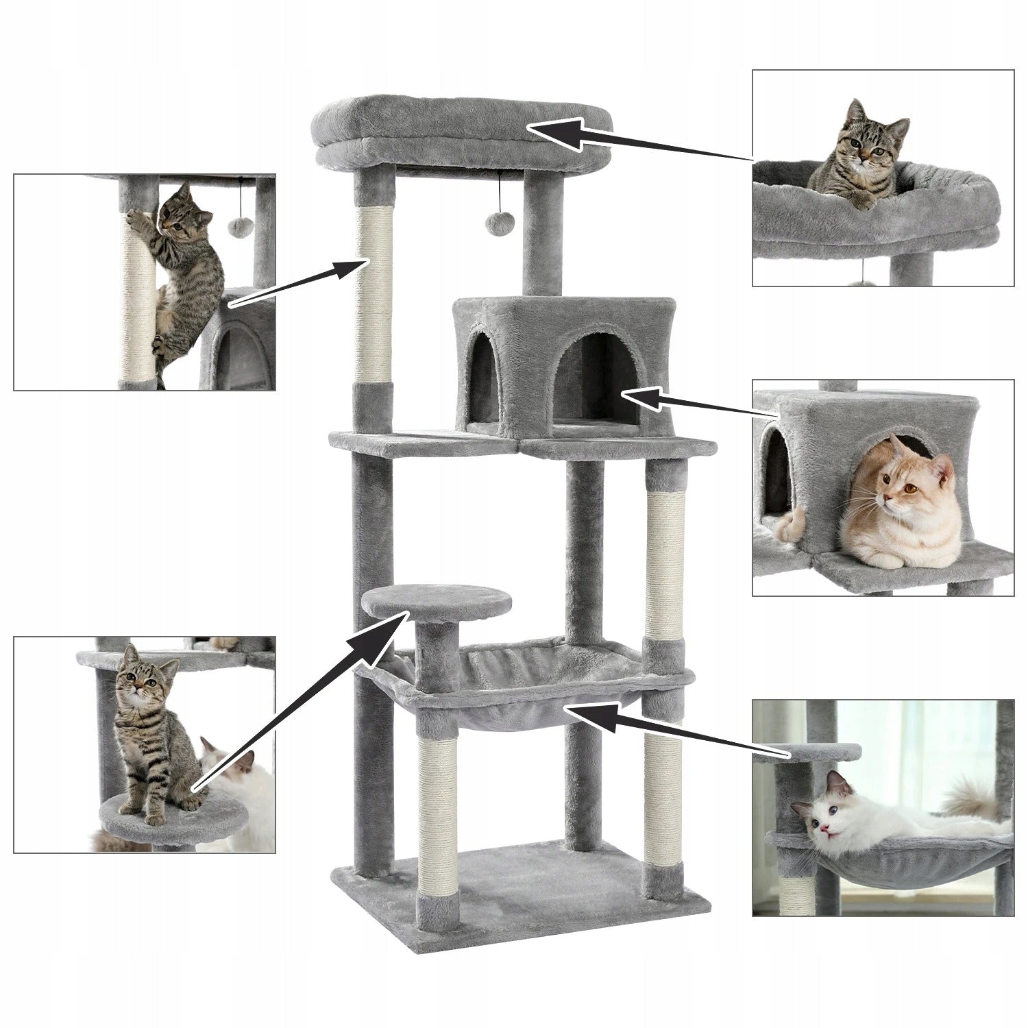 Scratcher Tree High Bed Scratching Post Large Grey 143 cm 01 Manufacturer code DD1