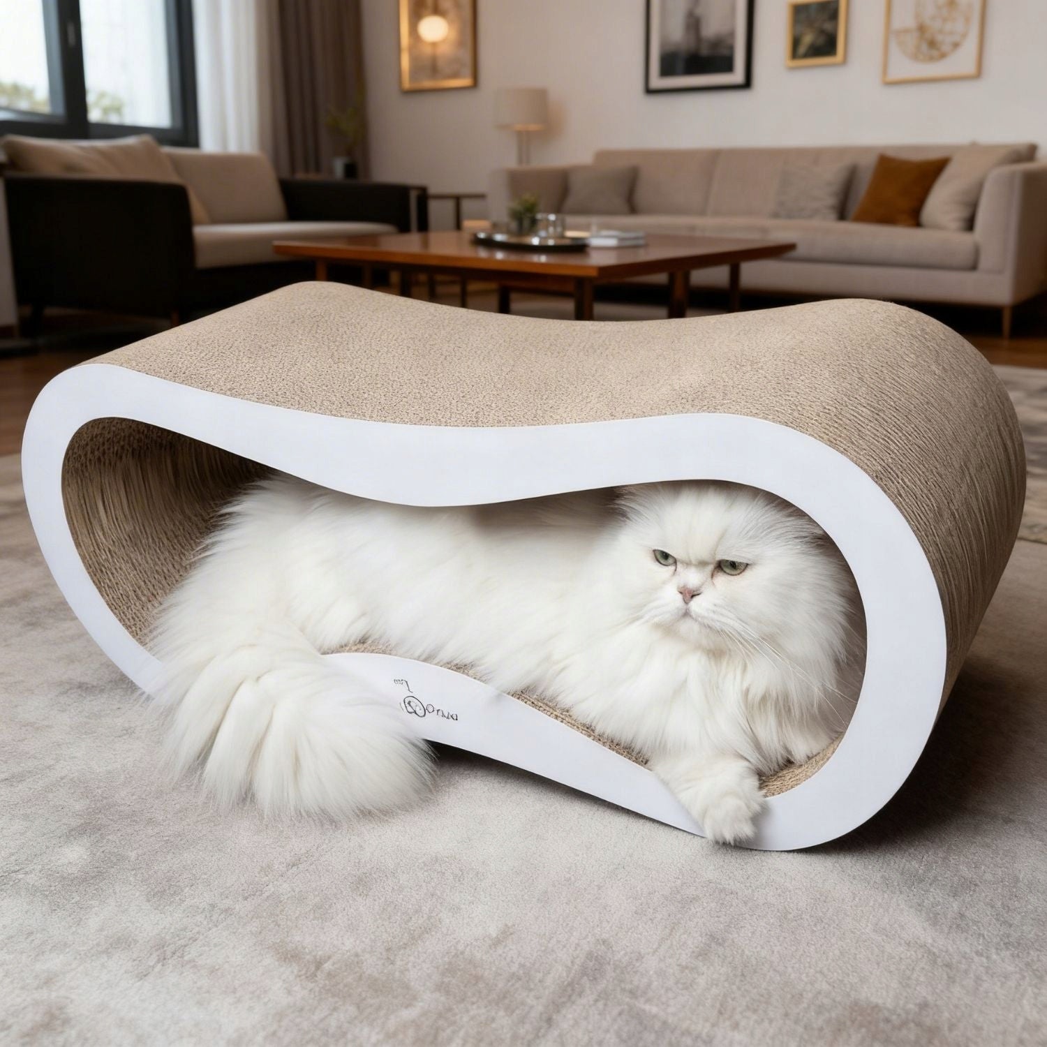 Scratcher White Mruu&Pruu Leon Cardboard Scratcher For Cat White Number of levels 2