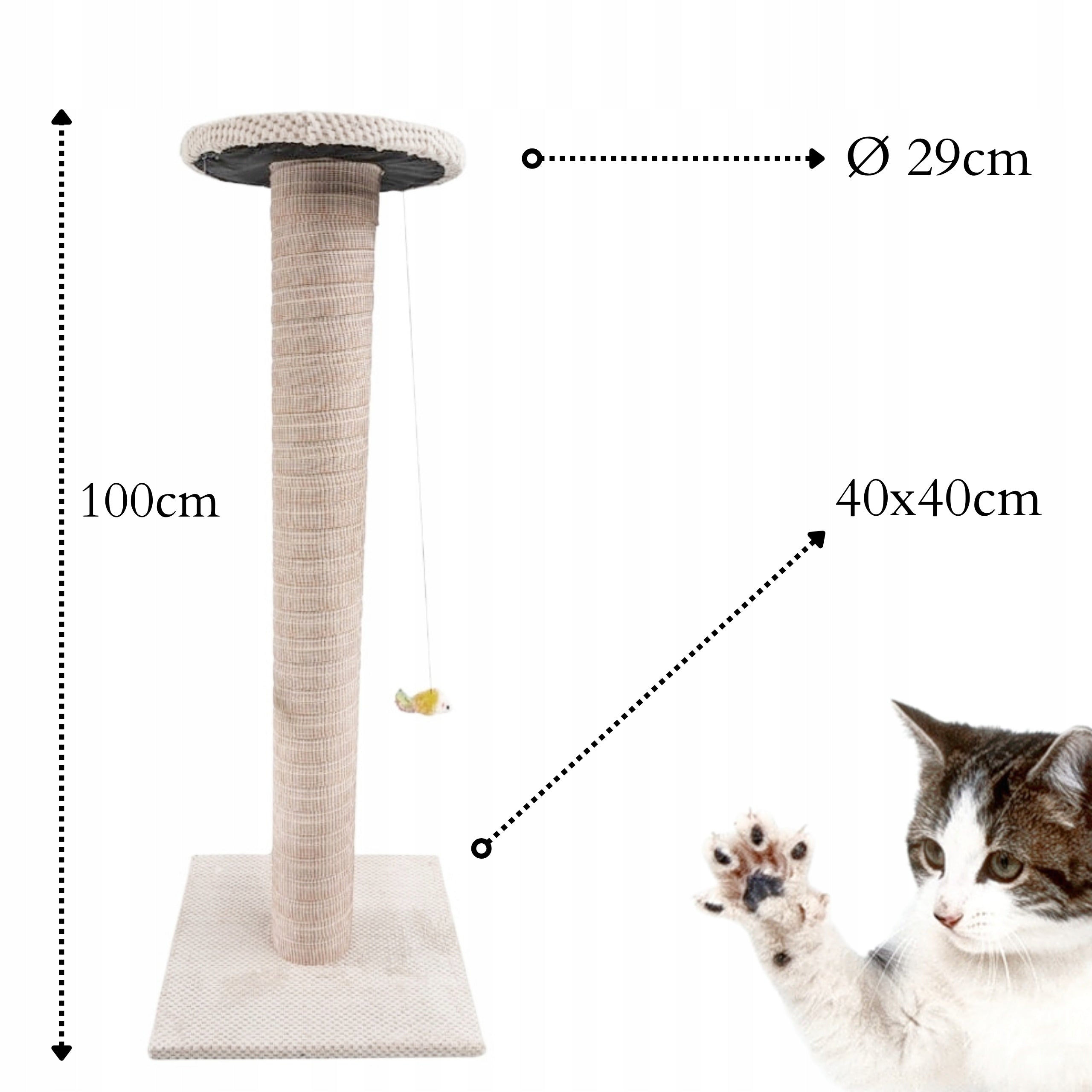 Scratcher for Cat Makspol nr.22 MAX Post + mouse 1m ! Beige Brand Makspol