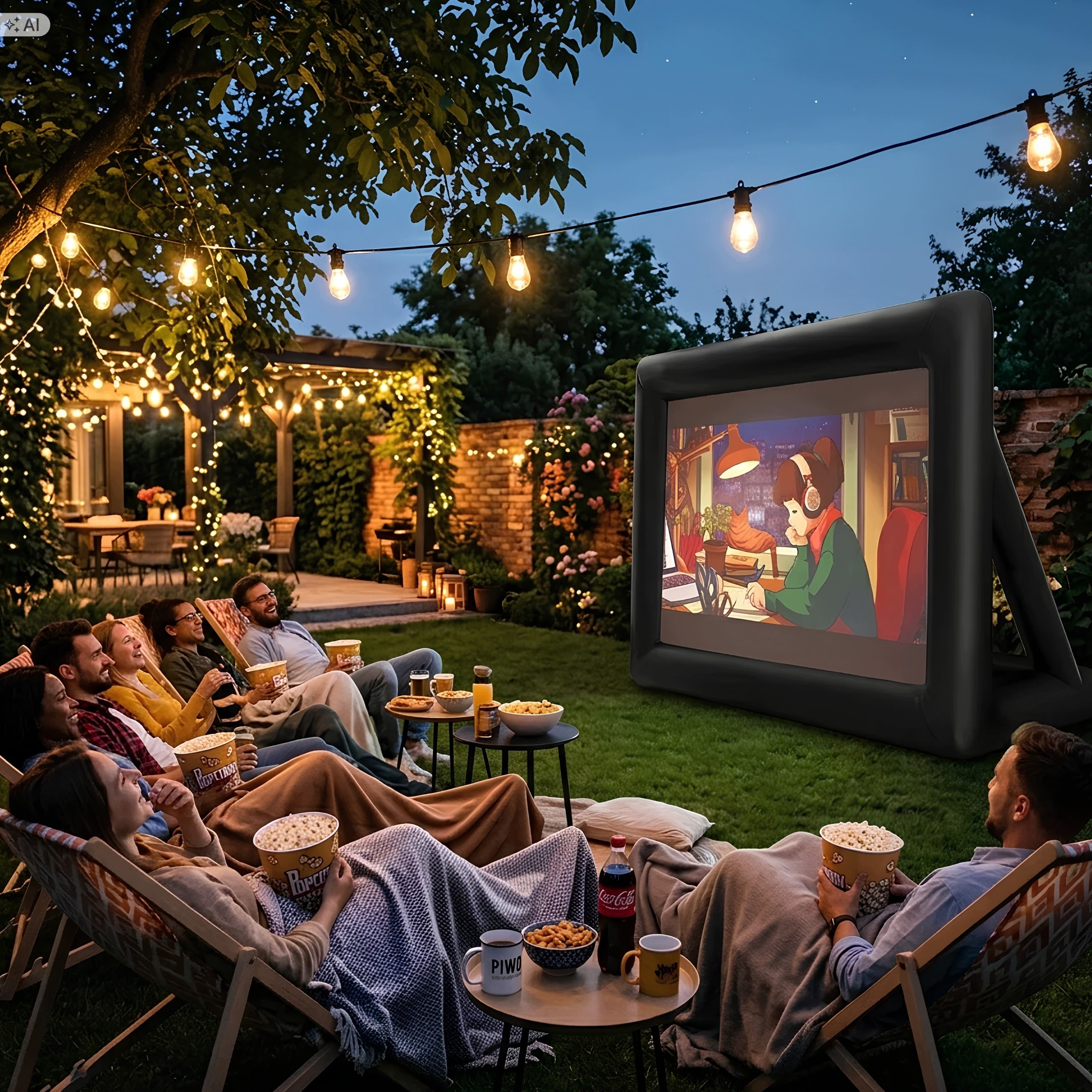 Screen for Projector Inflatable Garden Outdoor Portable Large Packaging status original