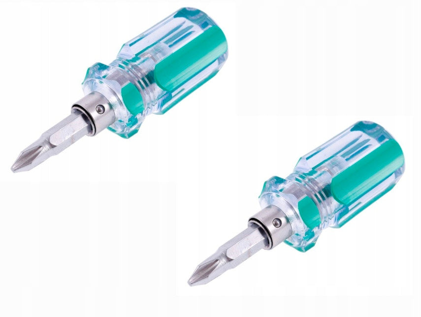 Screwdriver double-sided short, flat + Phillips magnetic tips 2pcs