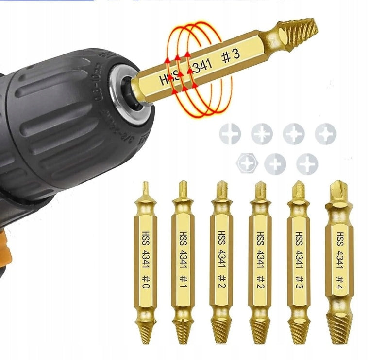 Screwdrivers for Broken Pin Screws Set of 6pcs SCREWS + Case Manufacturer code Komplet wykrętaków