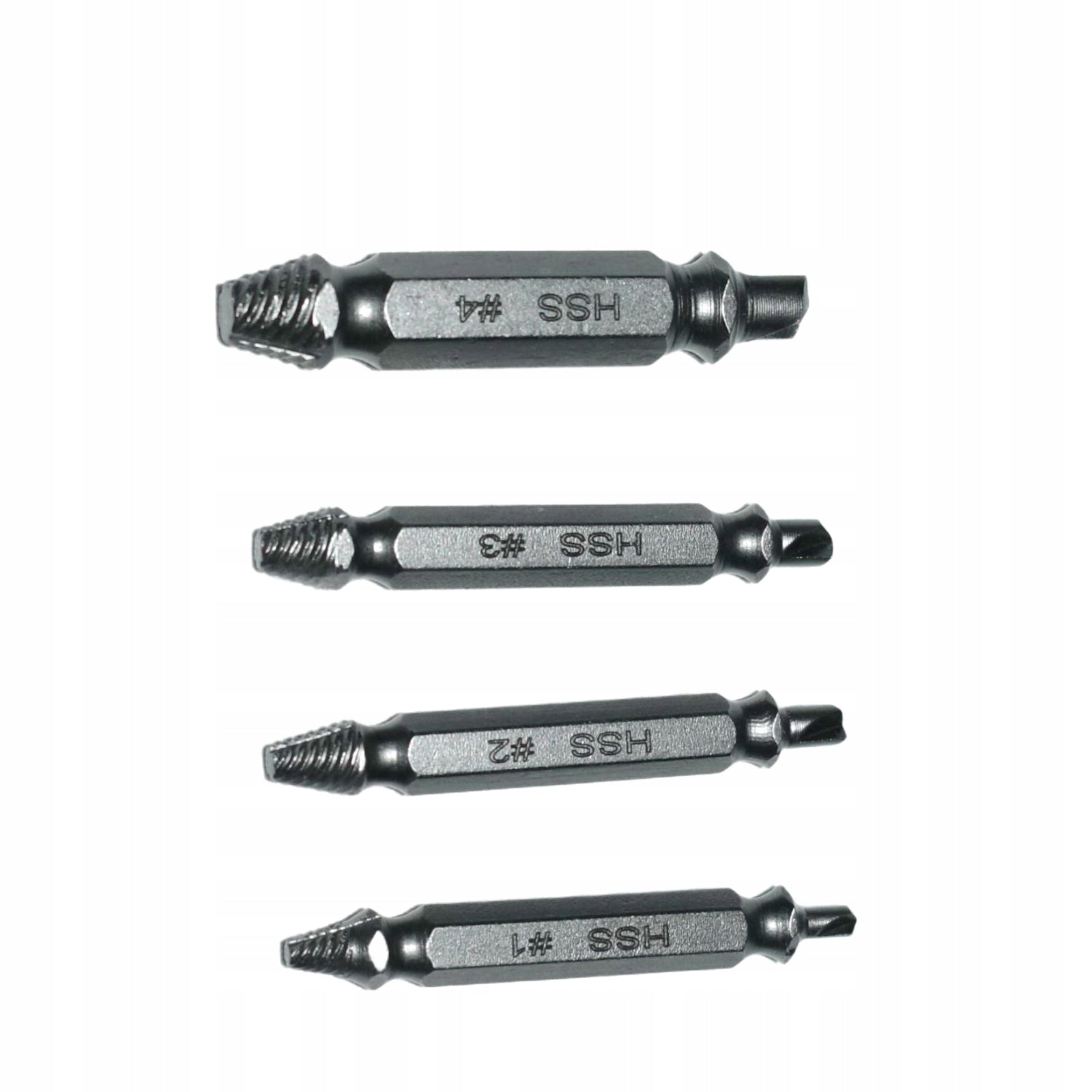 Screwdrivers for broken screws, screws and pins. HSS. Set - 4 pcs. Bits. Manufacturer code 10100457