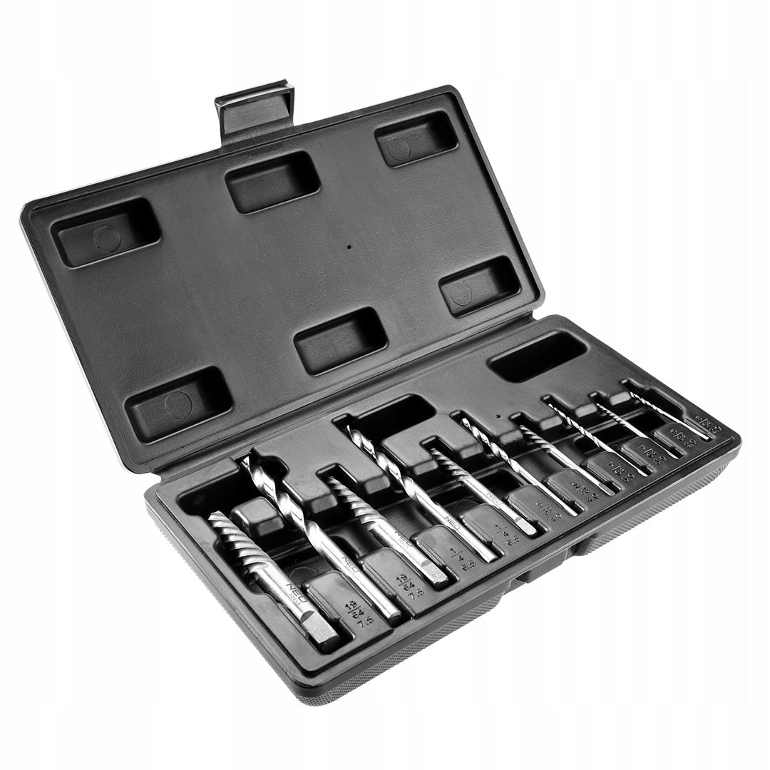 Screwdrivers for broken screws with pilot drills, NEO 09-609 set