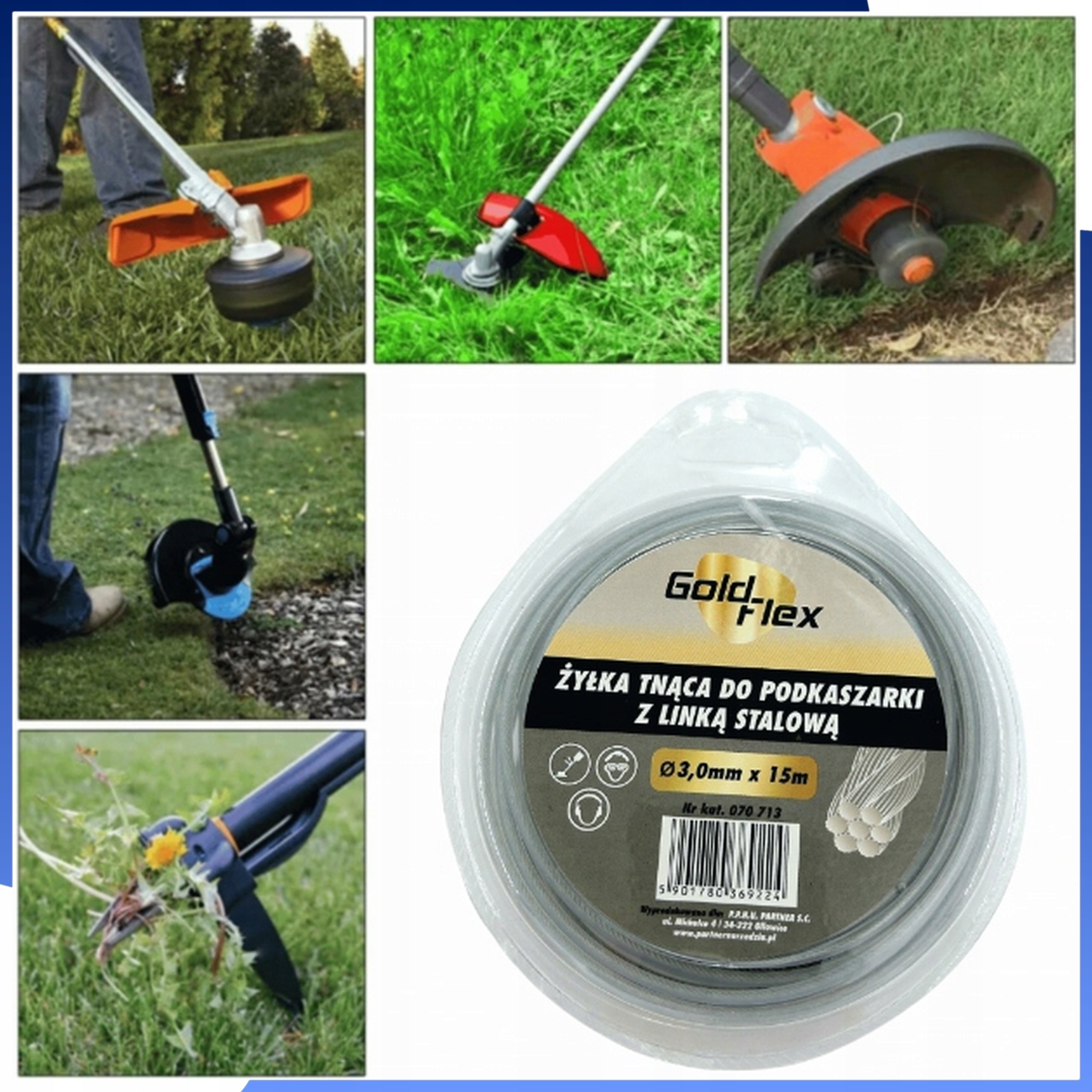 Scythe Cutting Line Trimmer With Steel Rope Reinforced 3.0 mm x 15m Product weight with unit packaging 0.2 kg