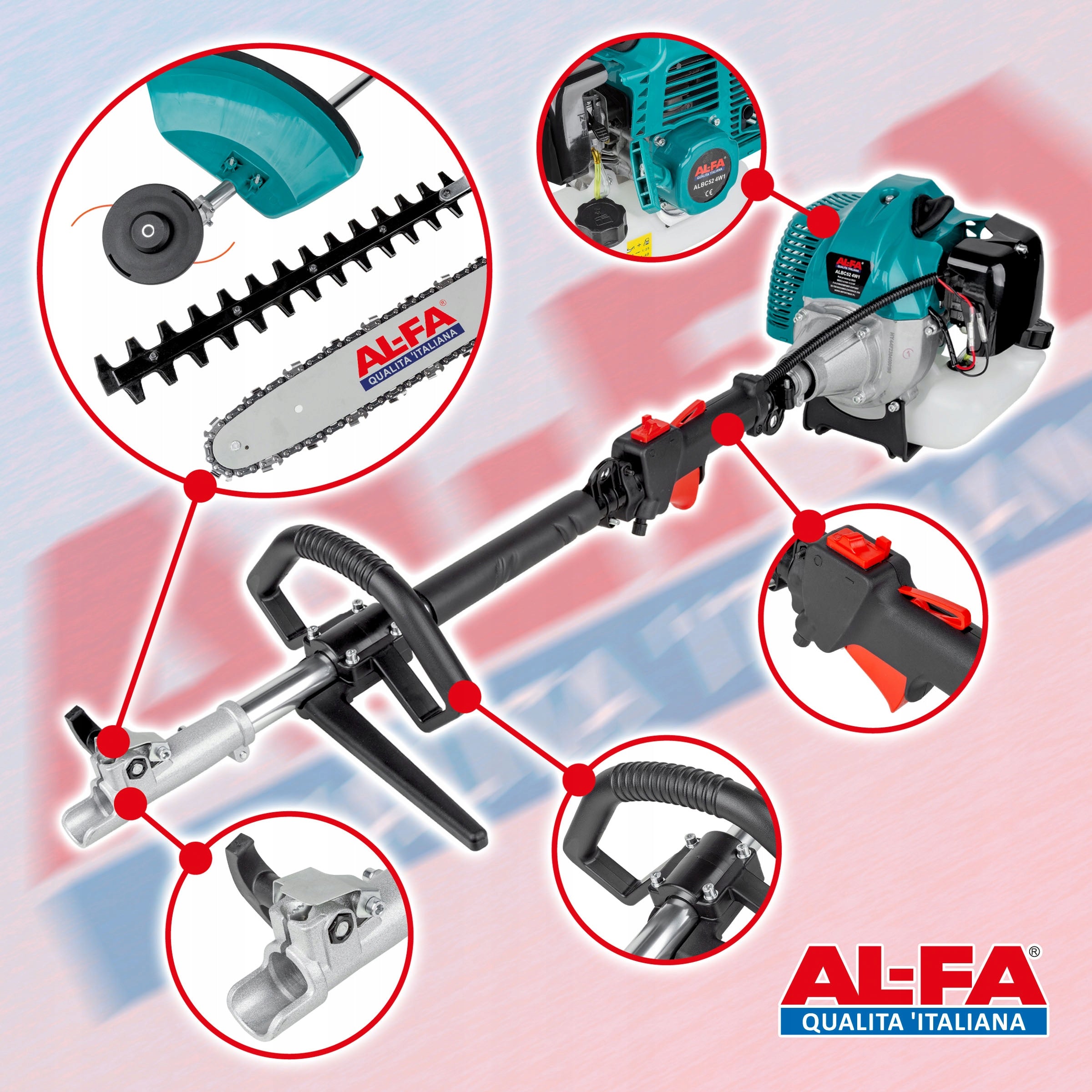 Scythe combustion trimmer ALFA 5,2HP mower MEGA set ALBC52 4W1 Brand AL-FA