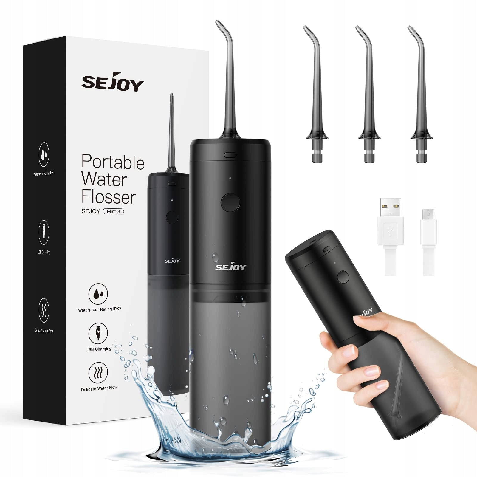 Sejoy Tooth Irrigator Wireless Electric USB 3 Modes IPX7 140ml