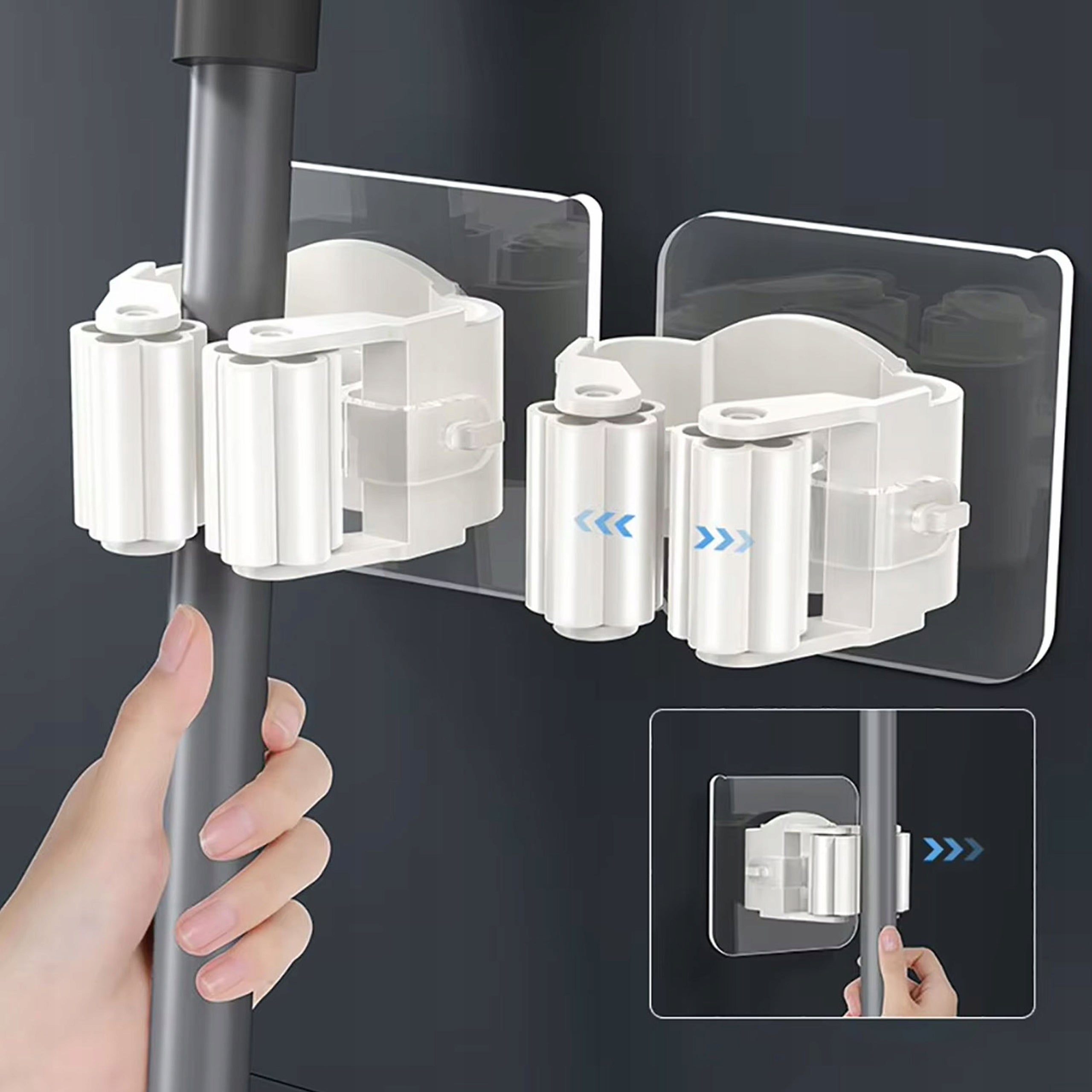 Self Adhesive Broom and Mop Holder Organizer Without Drilling Packaging status original