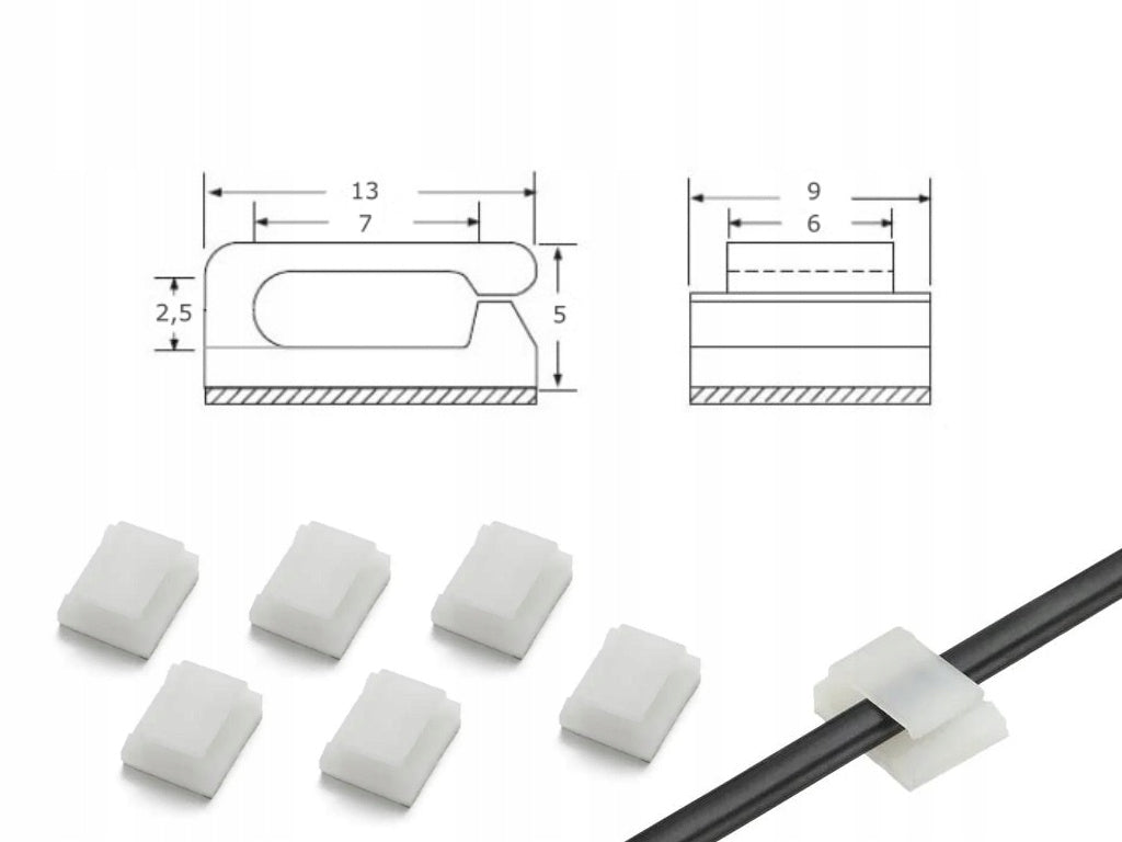 Self Adhesive Cable Holder Small White Set of 6 Brand no brand