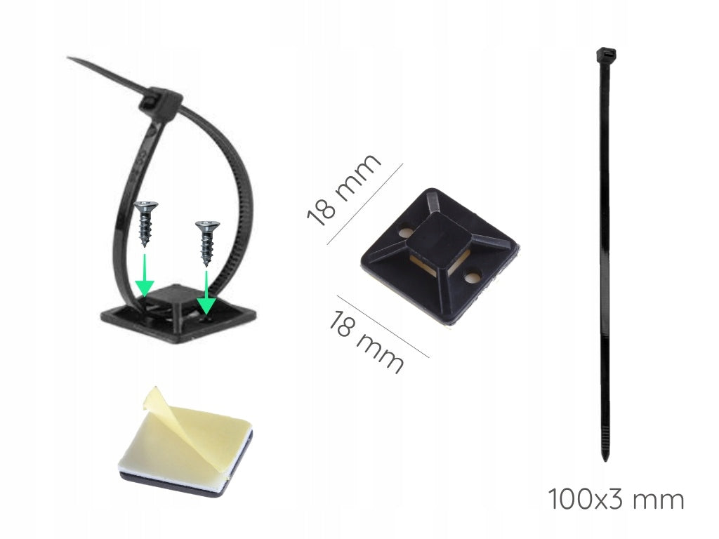 Self-Adhesive Screwed Cable Holder Tritite Black 10 Pieces Brand no brand