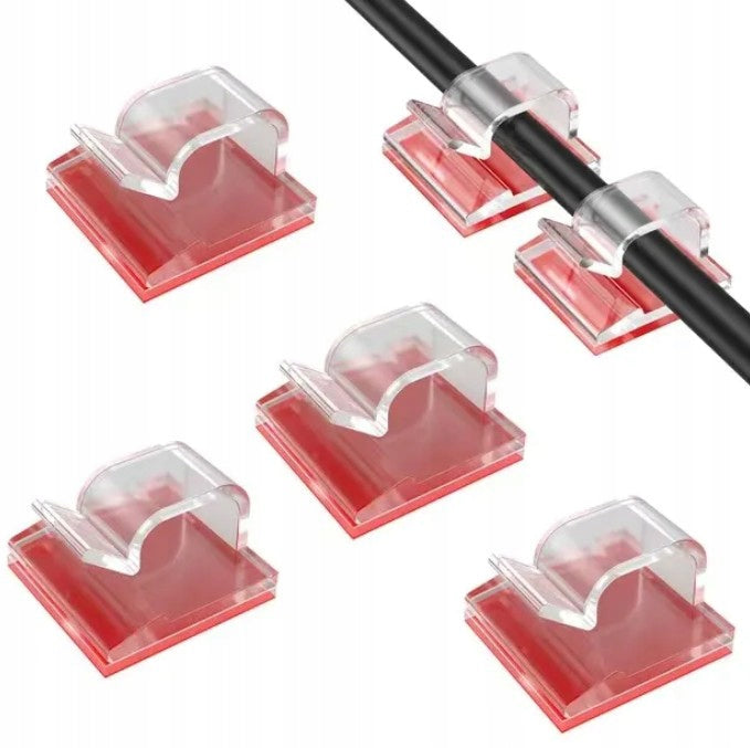 Self-Adhesive Wire Cable Organizer Holder + Tape - Colorless 1pc Packaging status original