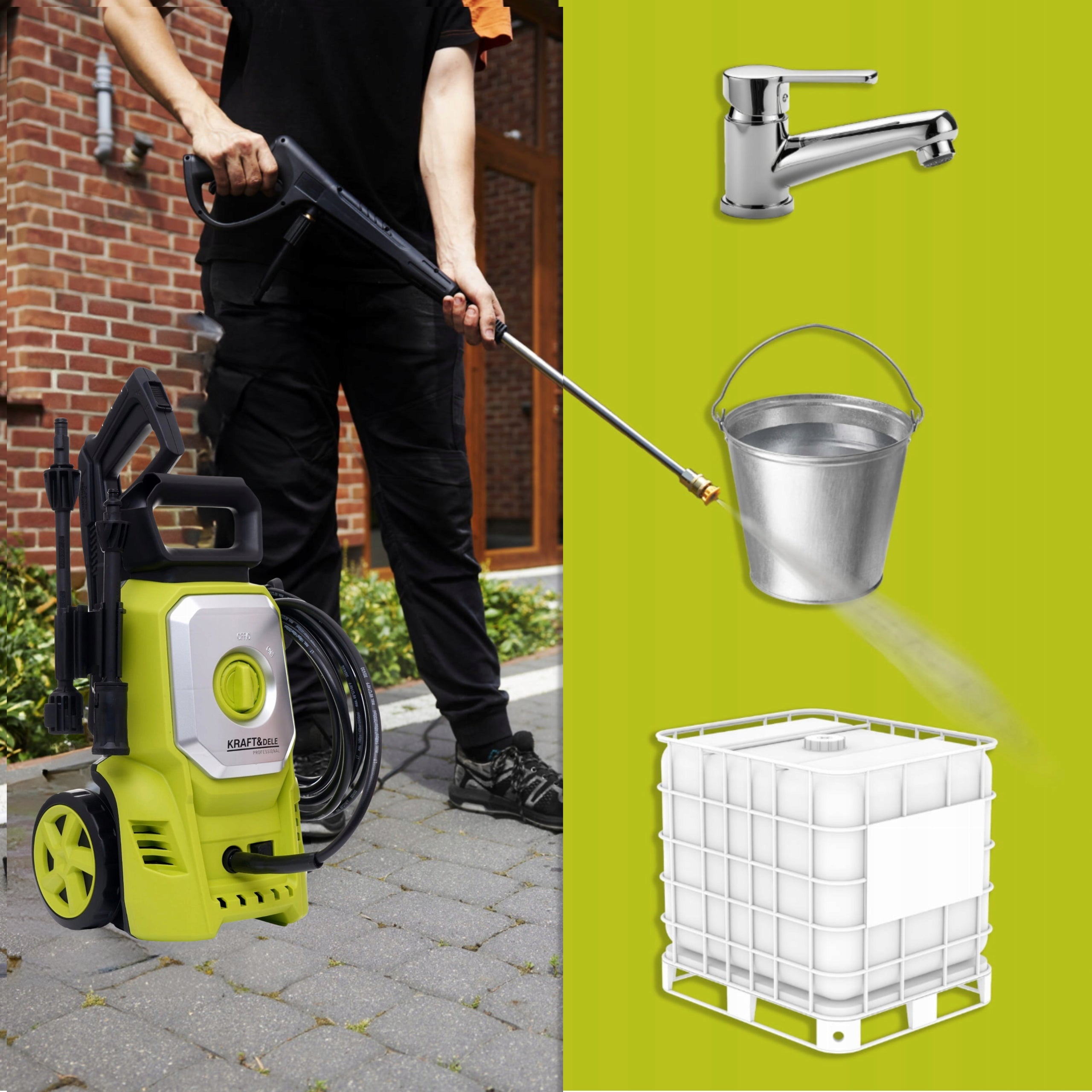 Self Suction Pressure Washer 250 BAR Powerful Pump 2500W Brush Set Packaging status original