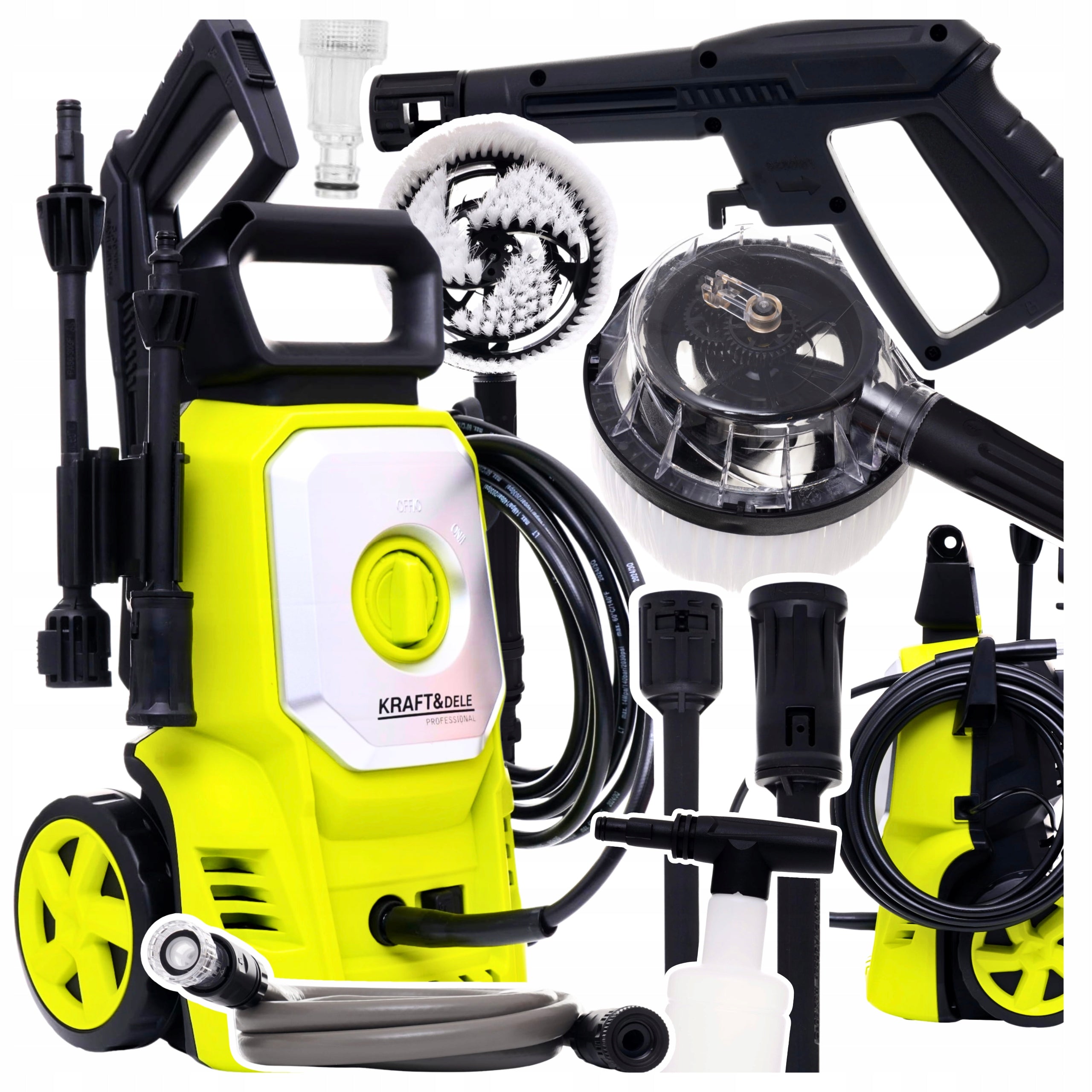 Self Suction Pressure Washer 250 BAR Powerful Pump 2500W Brush Set