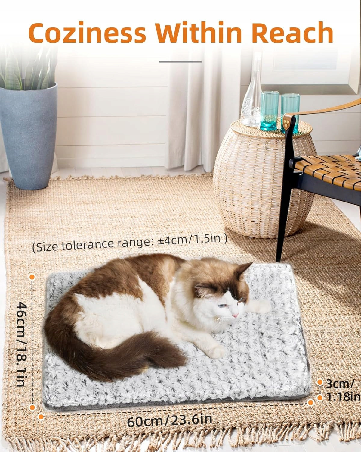 Self-heating mat fluffy 60x46 cm Product width 46 cm