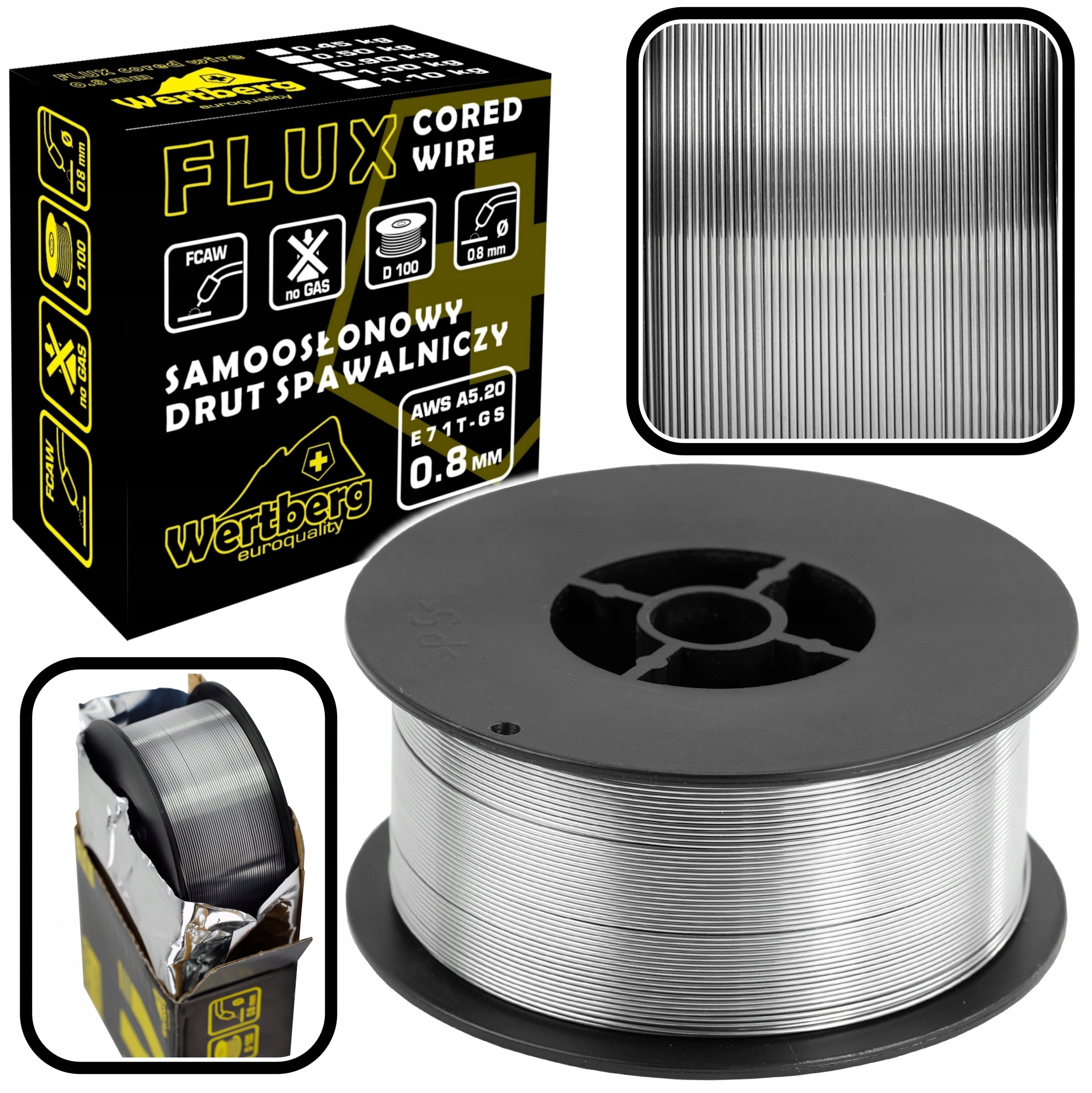 Self-shielded welding wire Wertberg FLUX 0,8mm 1kg | FCAW - MIG without gas