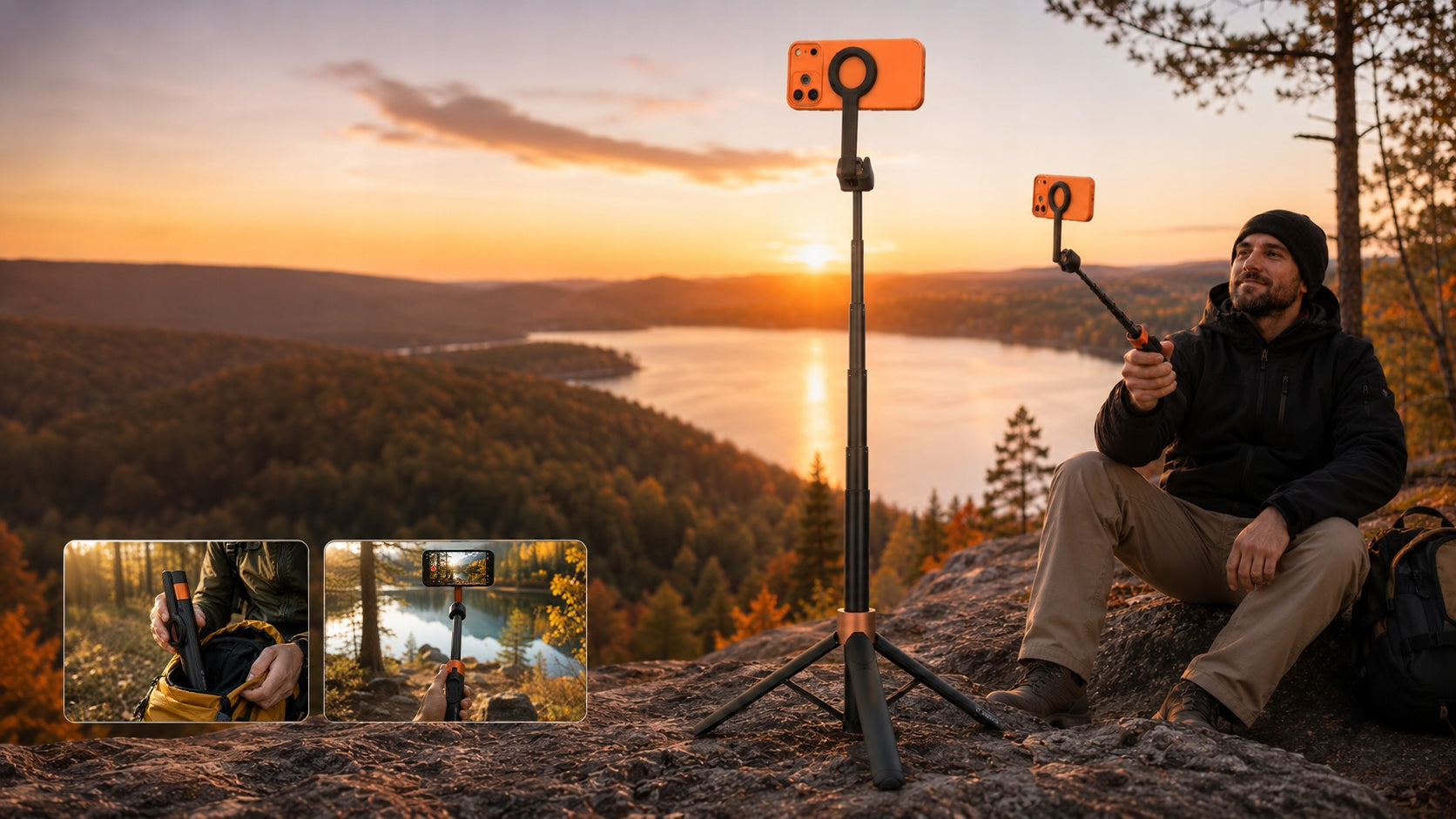Selfie stick for Magsafe bluetooth holder tripod stick with remote control Packaging status original