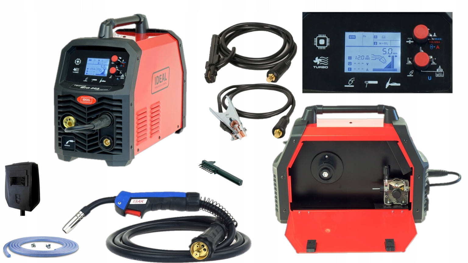 Semi-automatic welder Migomat.IDEA TECNOMIG 205 LCD MIG/TIG/MMA TECNO