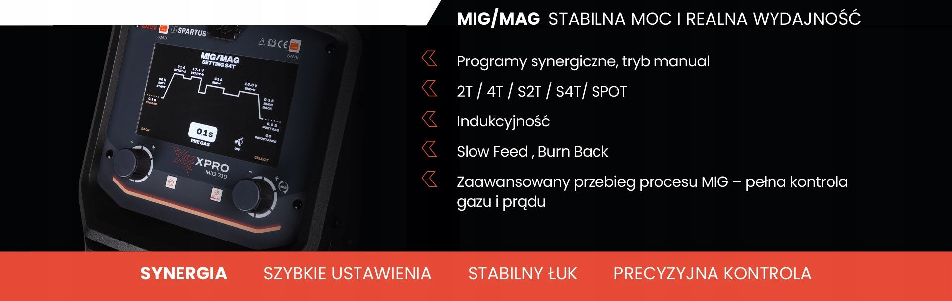 Semi-automatic welding machine SPARTUS XPro MIG 200 DUAL PULSE ALU INOX CUSI3 4X4 Packaging status original