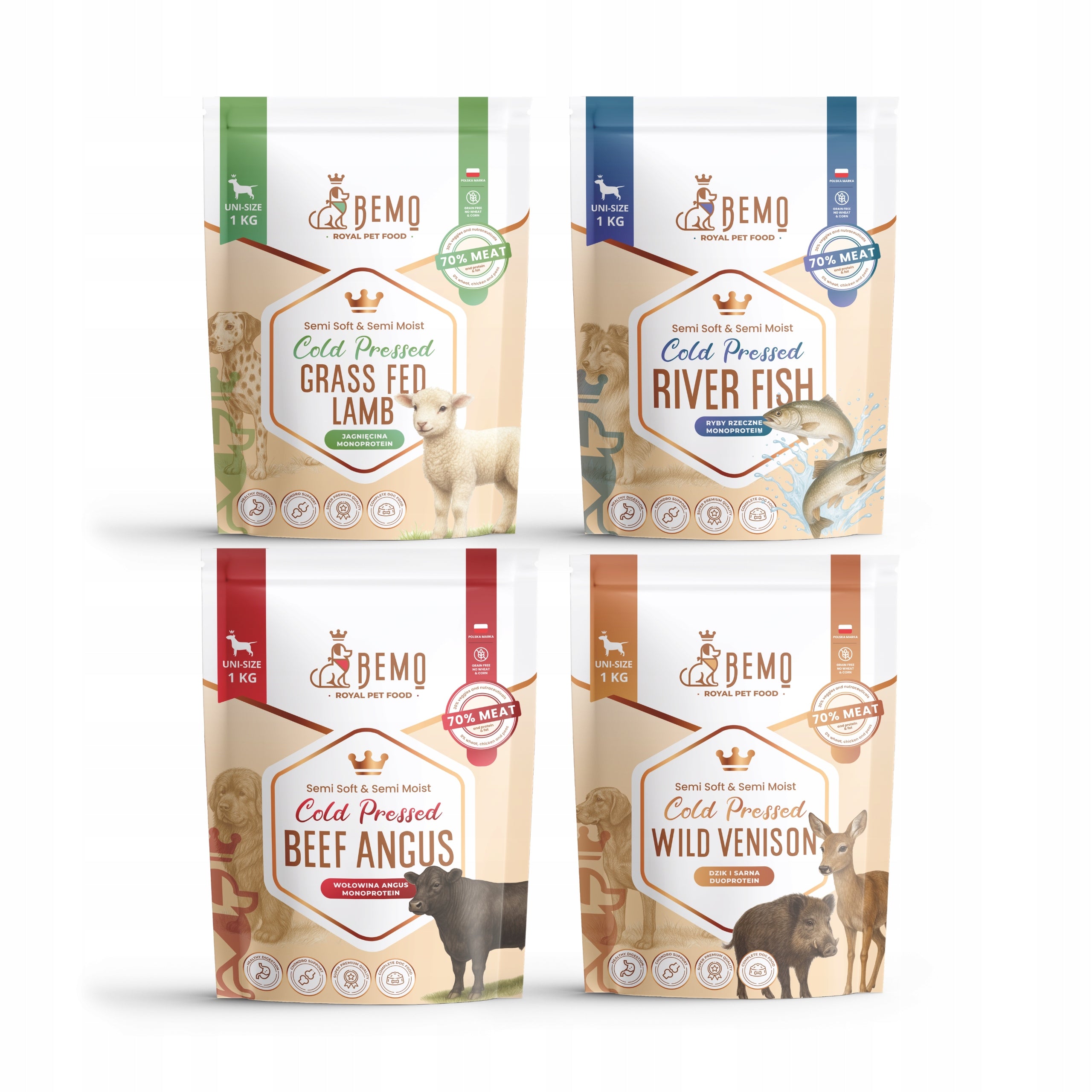 Semi-moist dog food BEMO COLD PRESSED 4 x 1 kg TASTING SET
