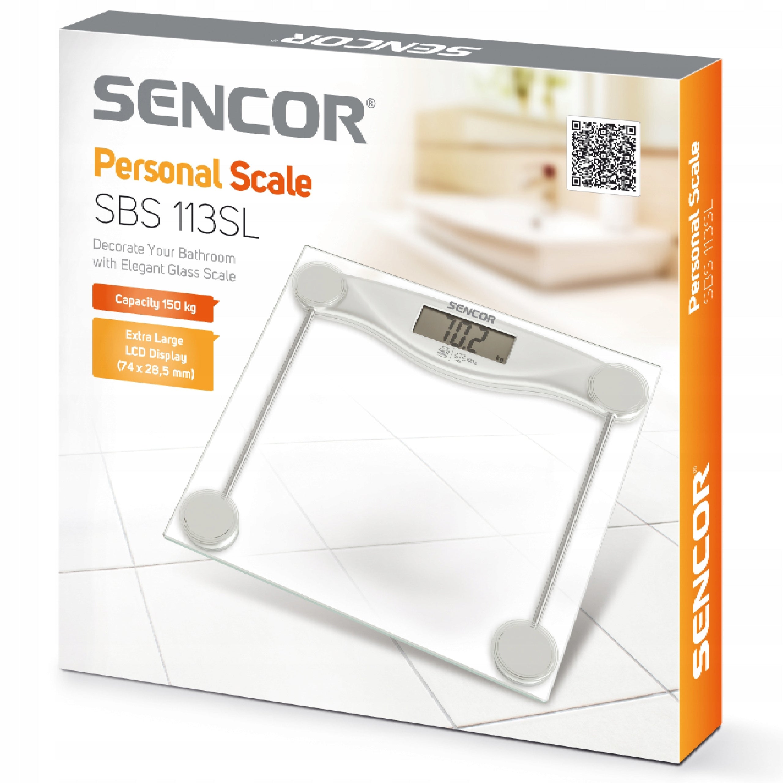 Sencor SBS 113SL Glass Bathroom Scale for 150kg Tempered 6mm LCD Auto-on Kind electronic