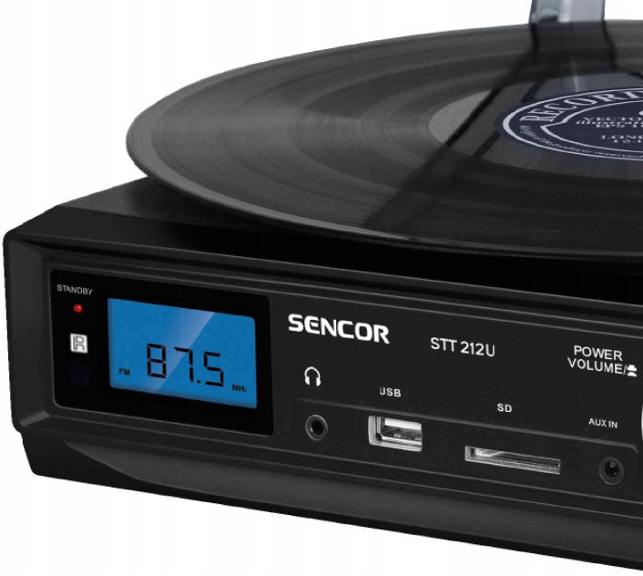 Sencor STT212U Digital Turntable USB SD FM Reader Bluetooth 33/45/78rpm Manufacturer code STT 212U