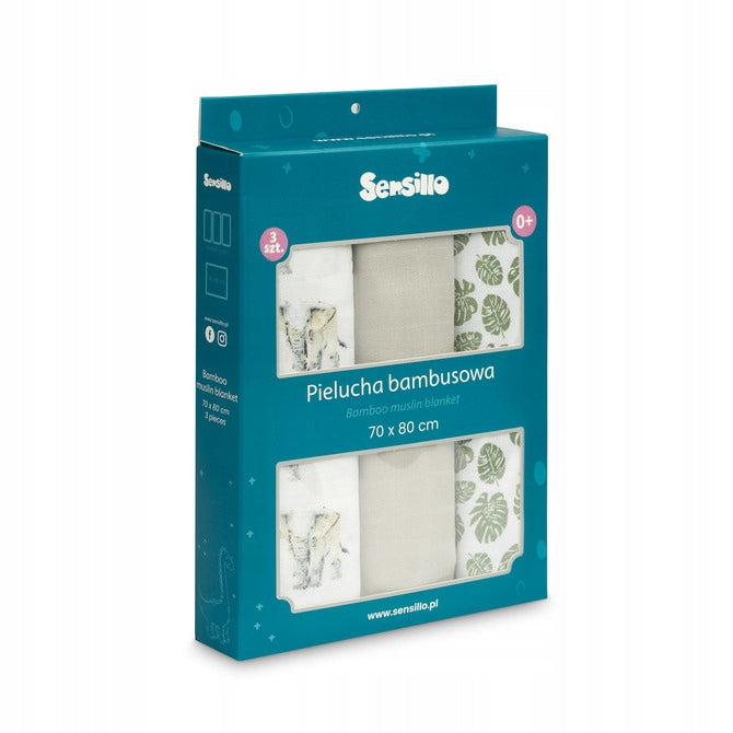 Sensillo Bamboo Diaper 3-Pack Elephant Grey 70X80 Kind bamboo