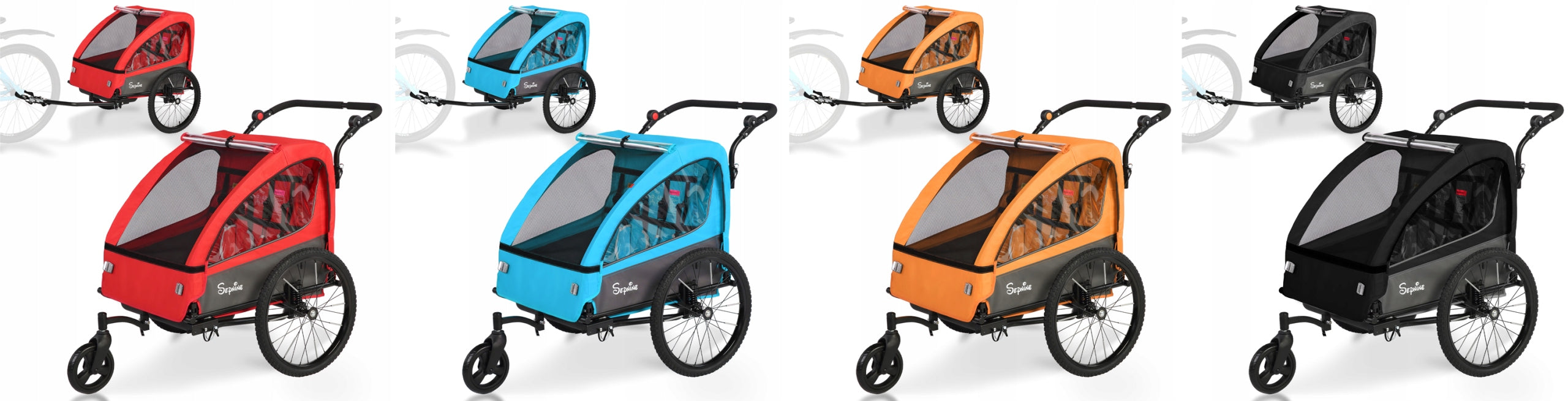 Sepnine 2-in-1 Kids Stroller Bike Trailer Cart Bicycle For 2 seats Max 40kg Brand no brand