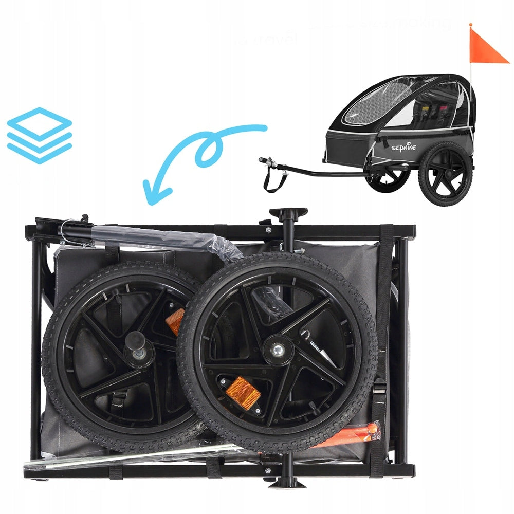 Sepnine BT609 Foldable Bike Trailer for Children Suitable for 2 Children Manufacturer code ND-9331522743993