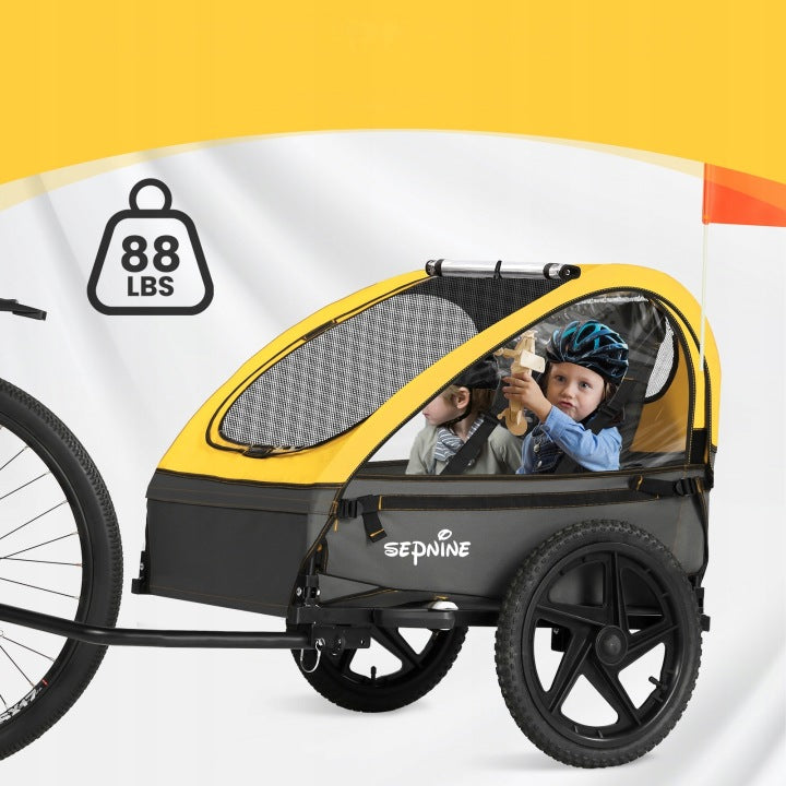 Sepnine BT609 Foldable Bike Trailer for Children Suitable for 2 Children Packaging status original