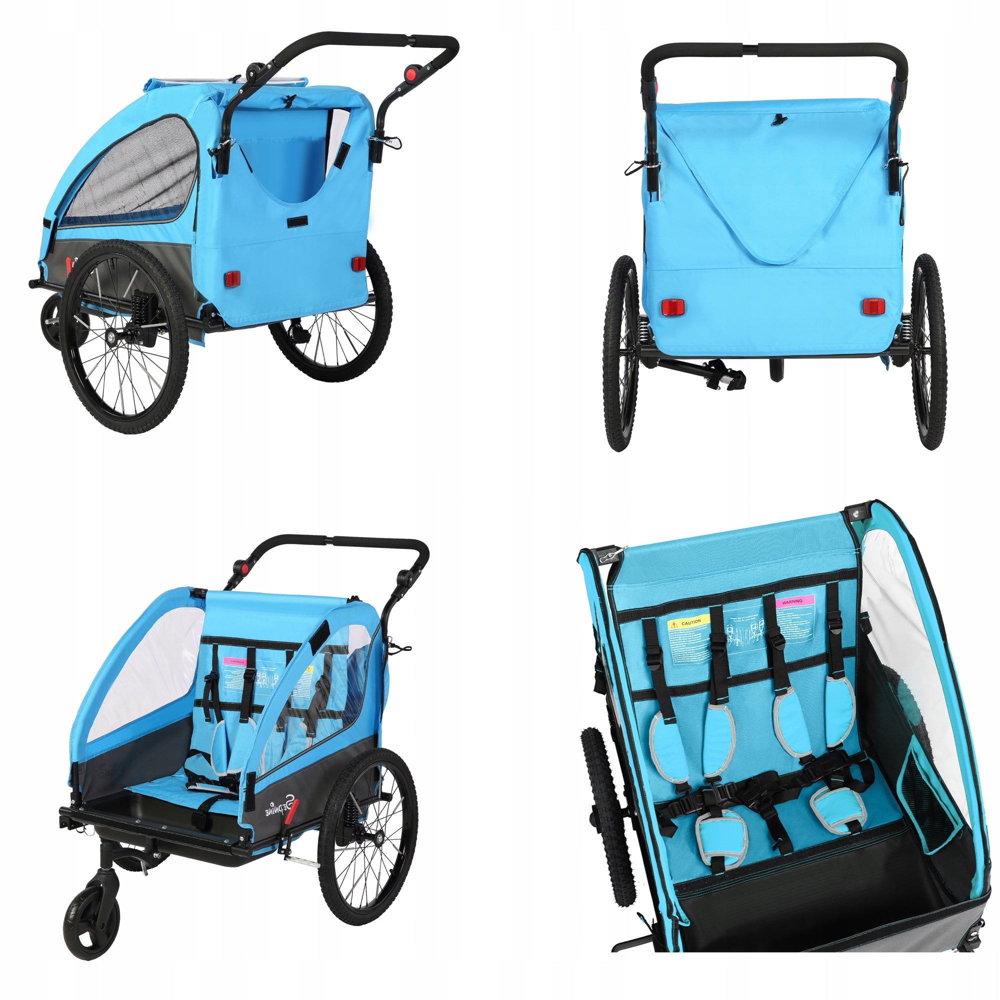 Sepnine Foldable Children's Bike Trailer 2 seats with Suspension & 5-Point Manufacturer code BT920-ORANGE