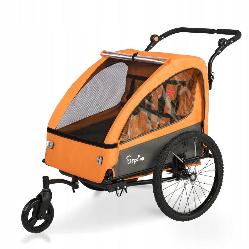 Sepnine Foldable Children's Bike Trailer with Suspension & 5-Point stroller Packaging status original