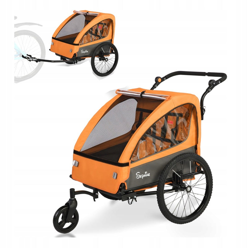 Sepnine Foldable Children's Bike Trailer with Suspension & 5-Point stroller