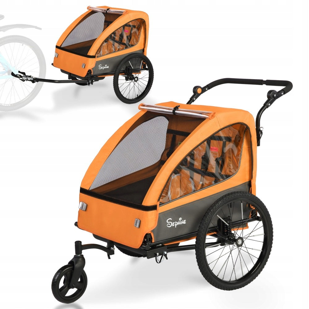 Sepnine Foldable stroller Children's Bike Trailer with Suspension & 5-Point Packaging status original