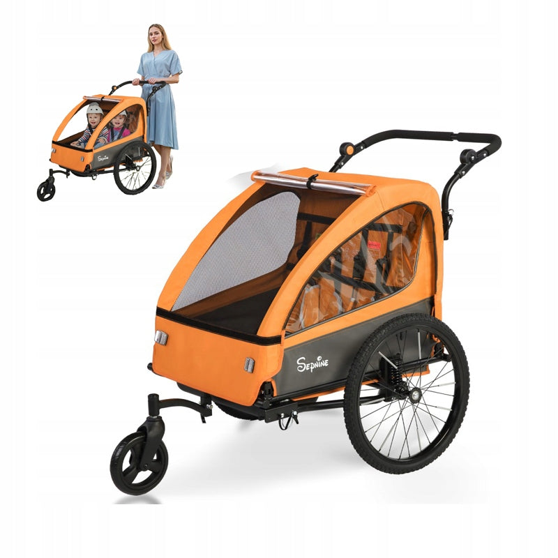 Sepnine Foldable stroller Children's Bike Trailer with Suspension & 5-Point