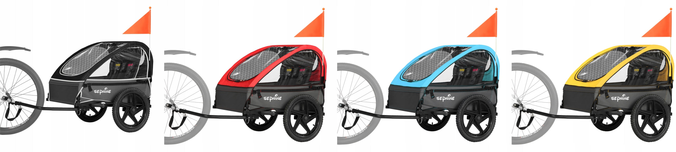 Sepnine Folding 2 seats Kids's Bike Trailer, 5-Point Harness Max load 40kg Manufacturer code 743085251089