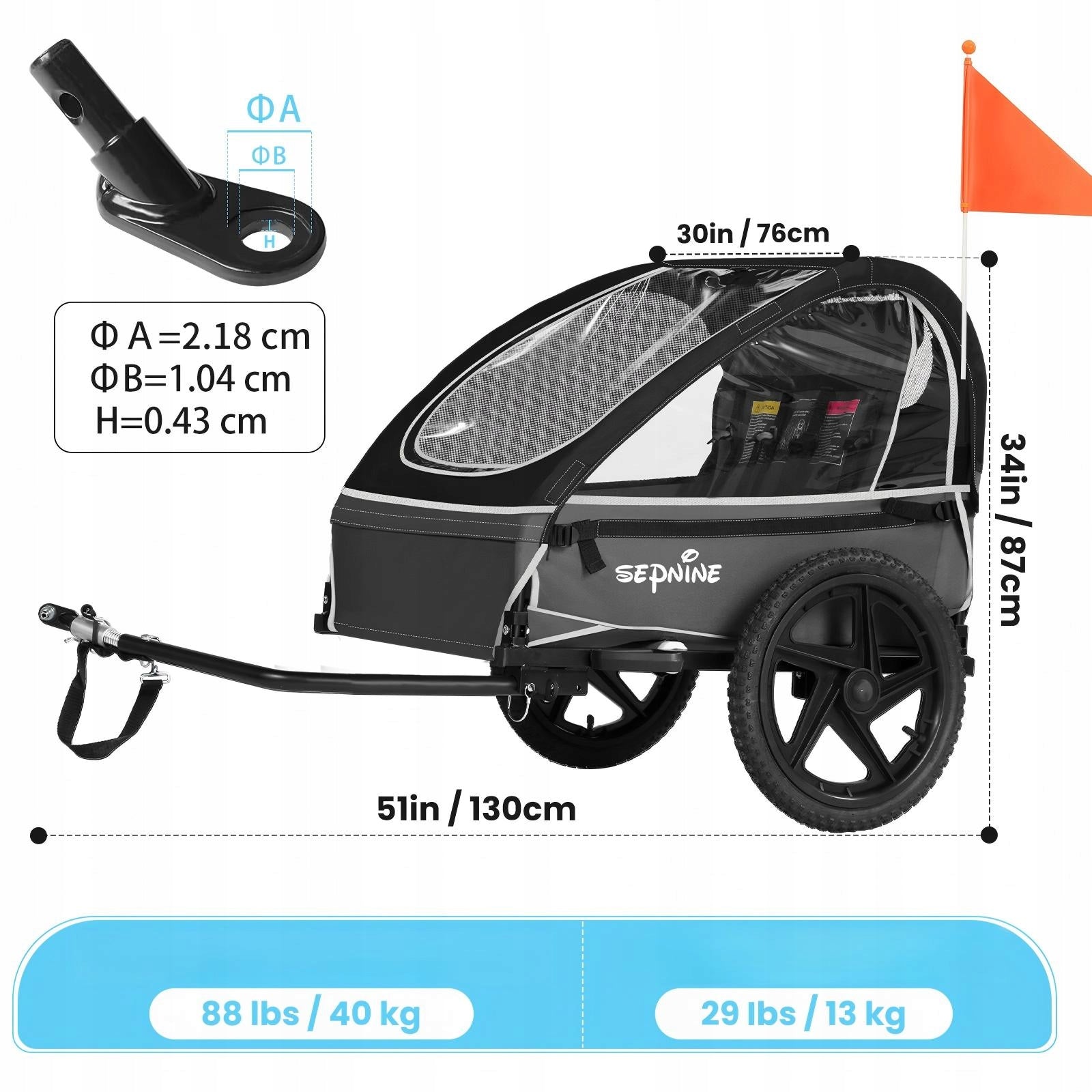 Sepnine Folding Children's Bicycle Trailer Suitable For 2 Children N Brand no brand