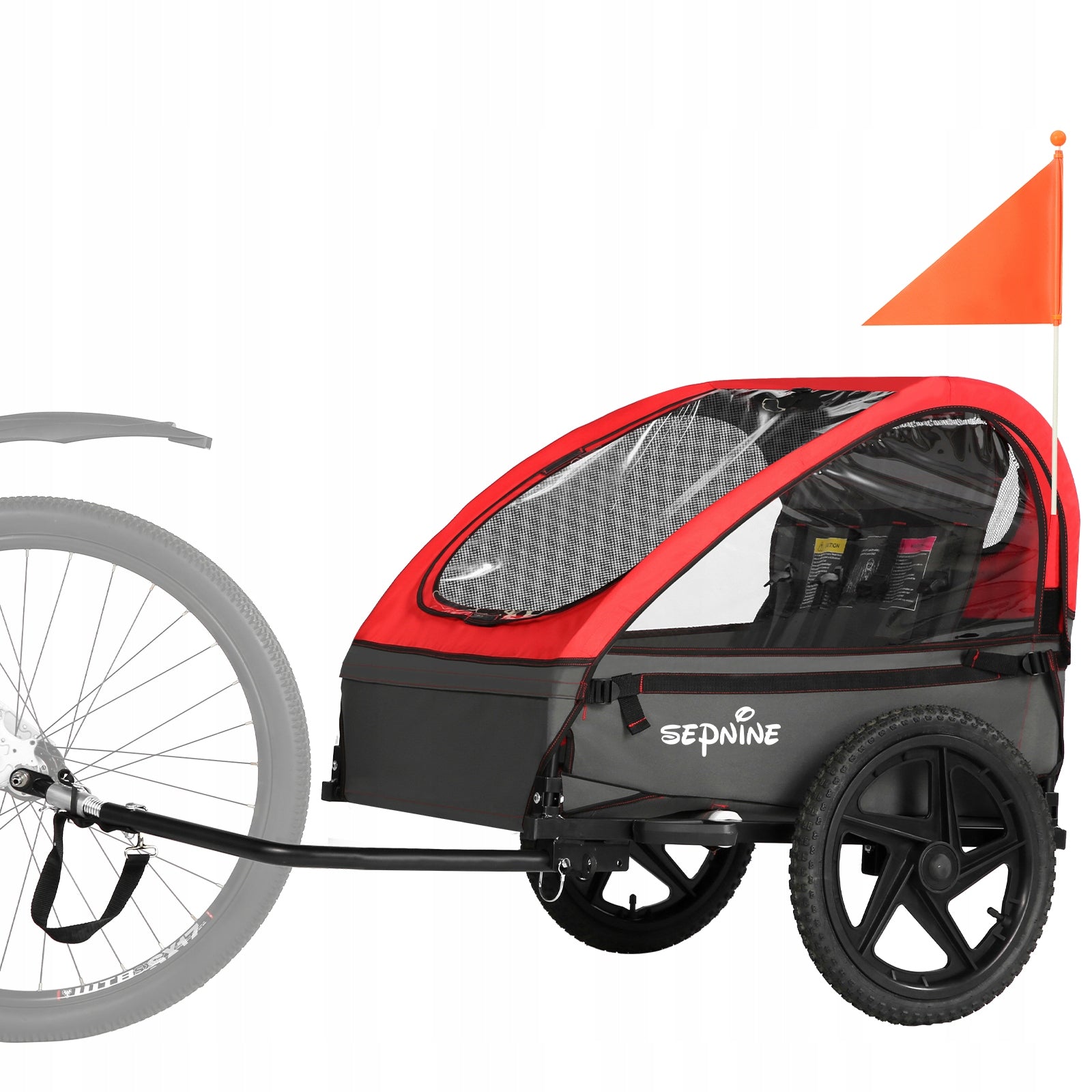 Sepnine Kids Bike Trailer Bicycle Trailer For Baby 2 Seats Max 40kg RED Packaging status original