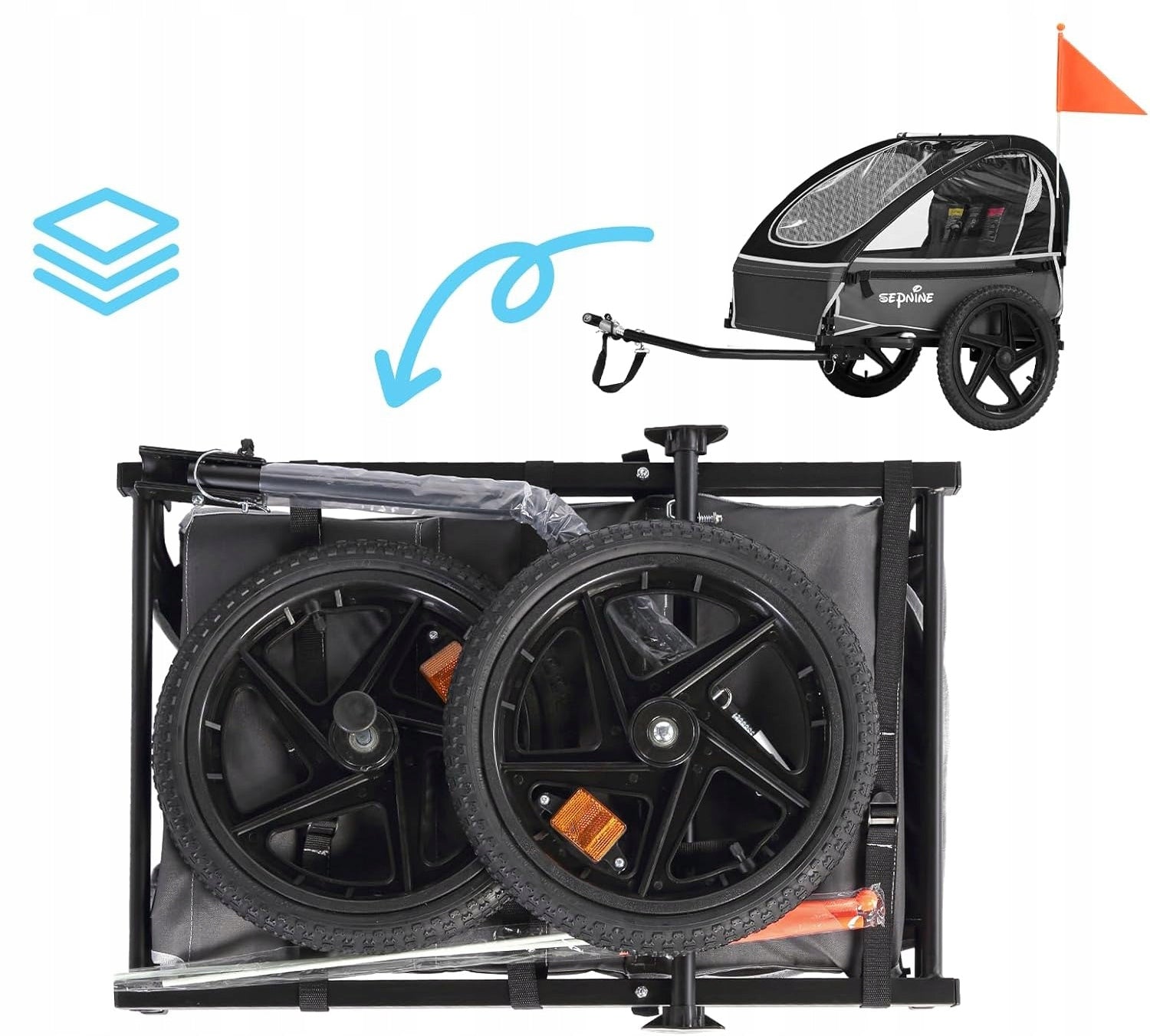 Sepnine Kids Bike Trailer Bicycle Trailer For Baby Max 30kg Black Manufacturer code 757939334514 BT609S