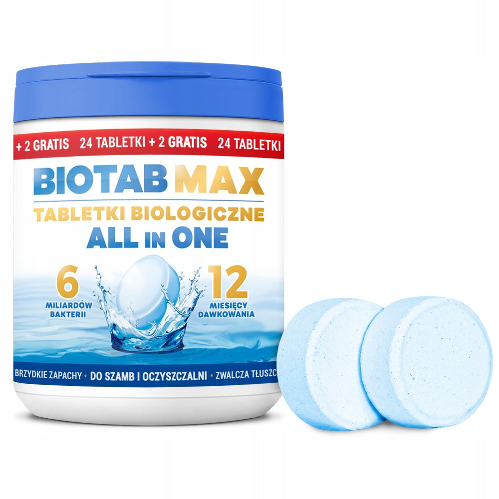 Septic Tank Bacteria Tablets for Year + Fats All in One Septic Tank Tablets Manufacturer code BIO-TAB-MAX-24+2